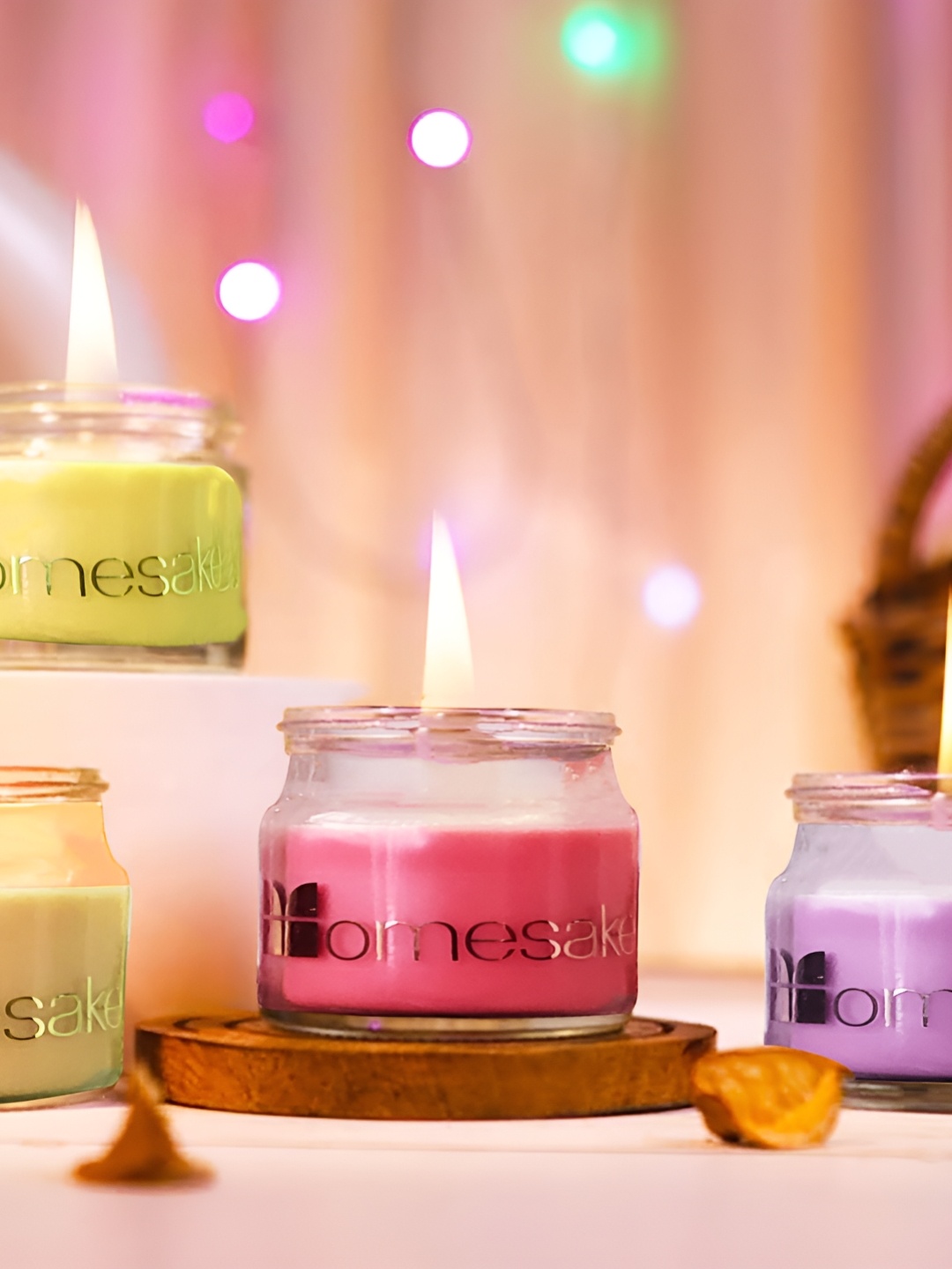 

Homesake Yellow & Pink 4 Pieces Aroma Glass Candle Holders