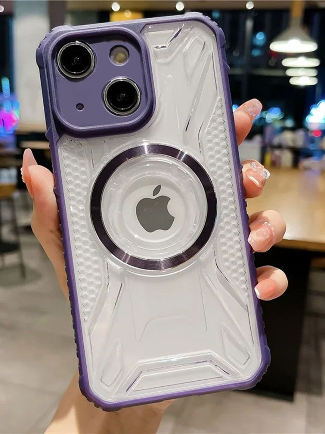 

Luxury Kase LK108 Solid iPhone 13 Soft Silicone Frame PC Transparent Backplane Back Case, Purple