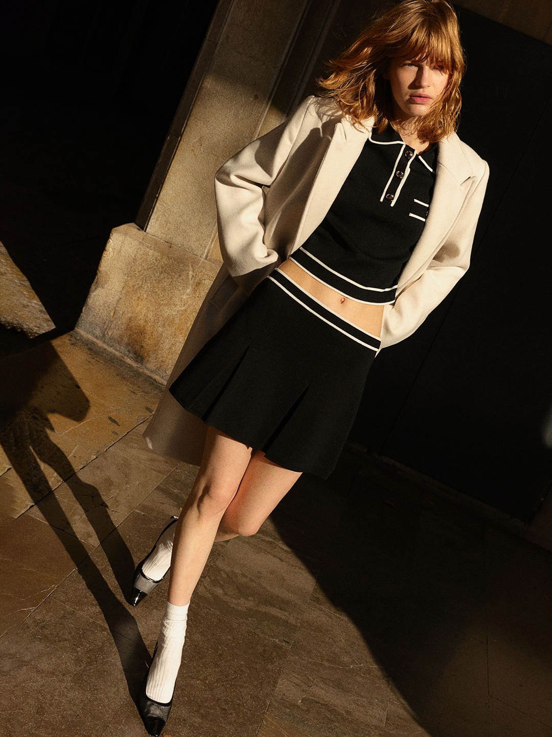 

H&M Knitted A-line Skirt, Black