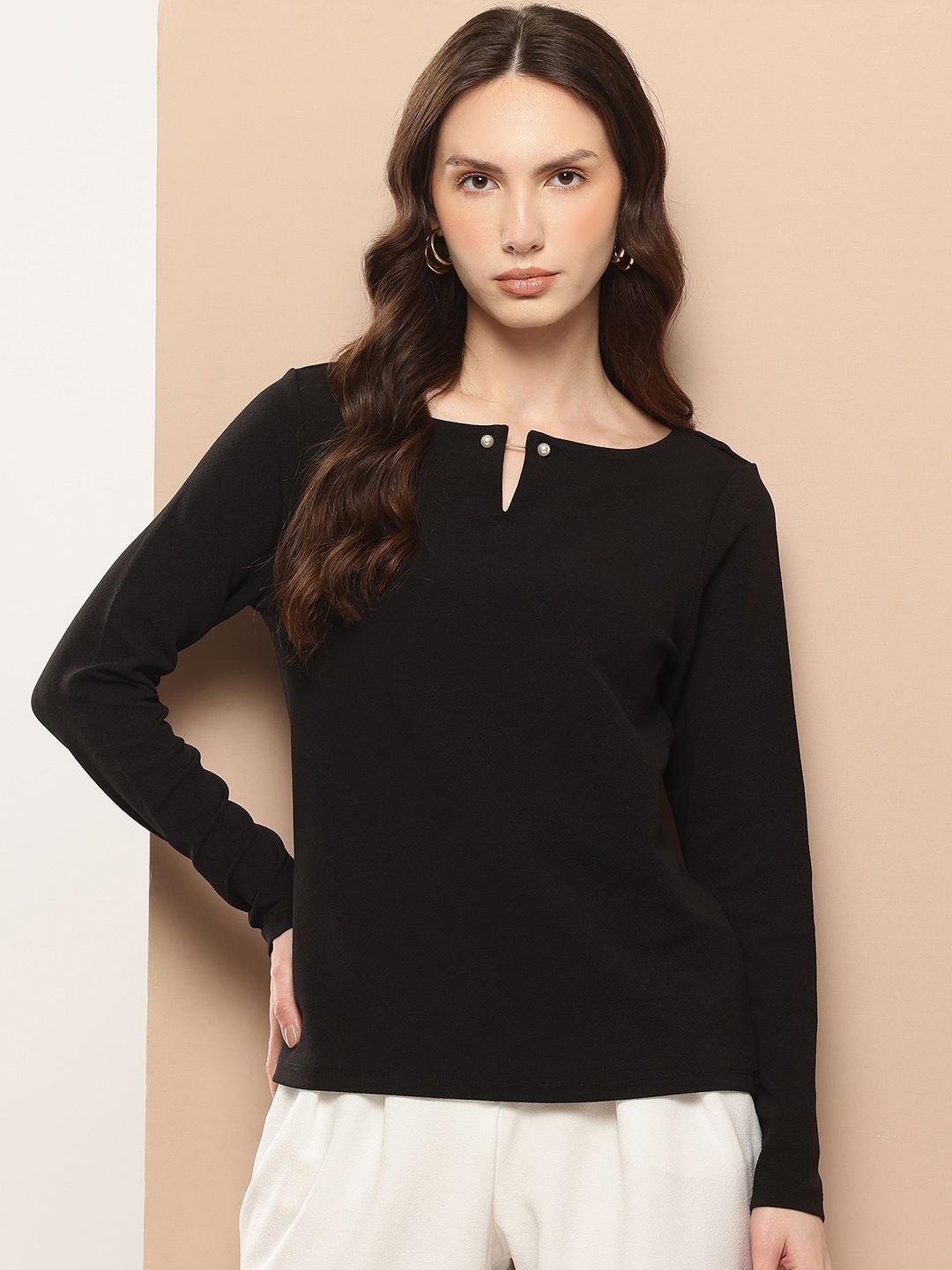 

her by invictus Keyhole Neck Formal Top, Black