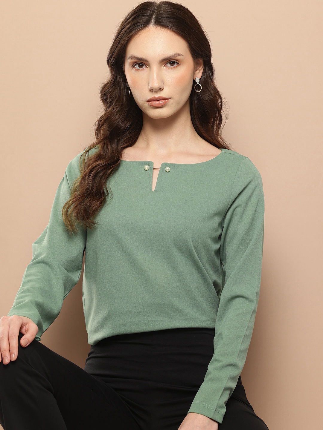 

her by invictus Keyhole Neck Formal Top, Sea green