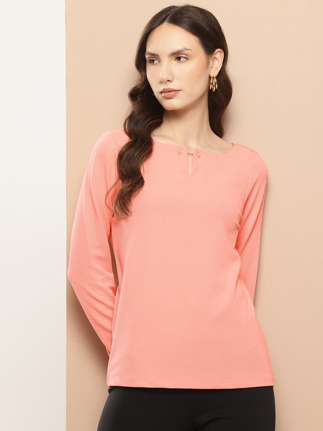 

her by invictus Keyhole Neck Formal Top, Peach