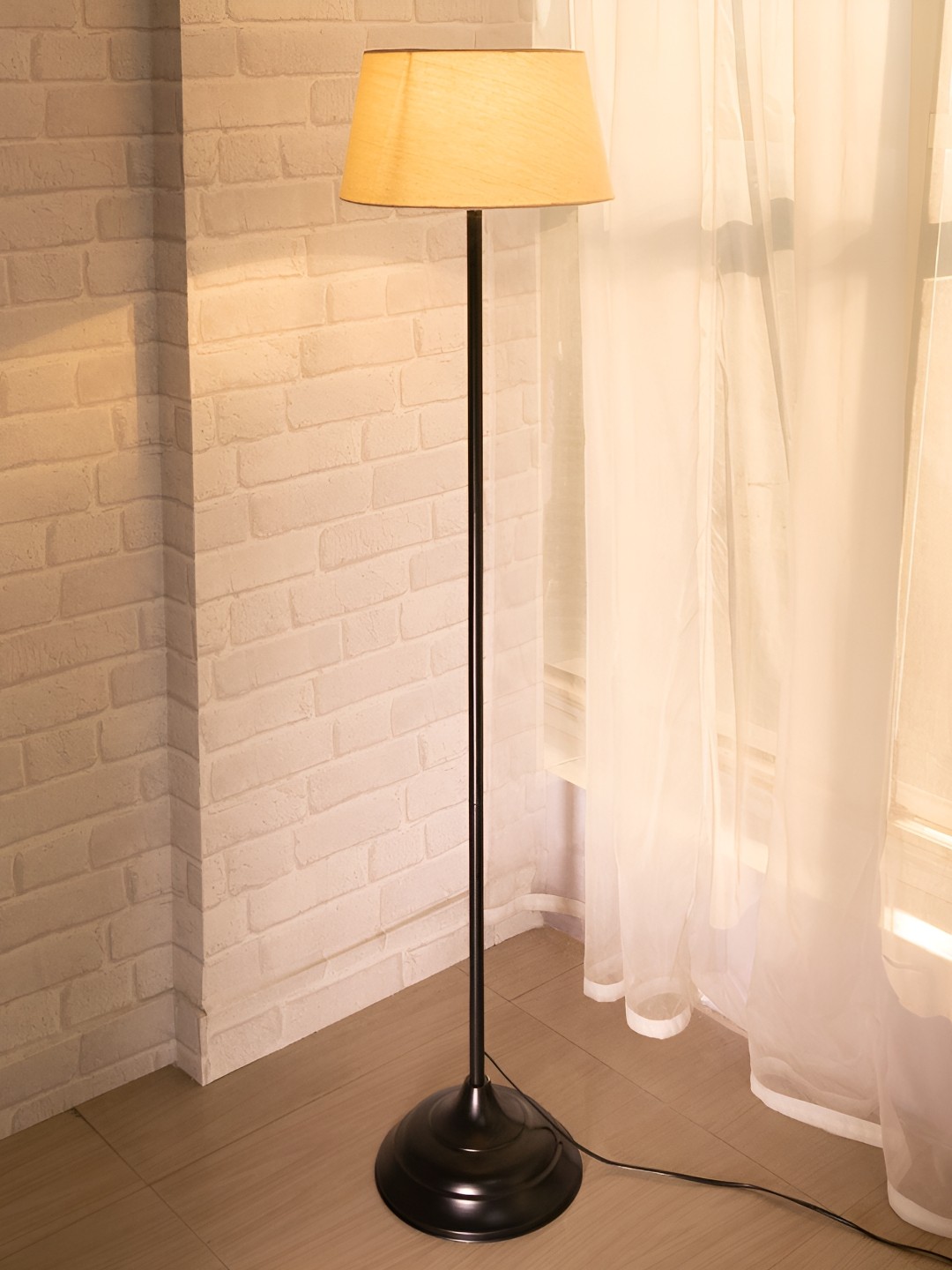 

Homesake Black & Beige FrustumShaped Wooden Floor Lamp