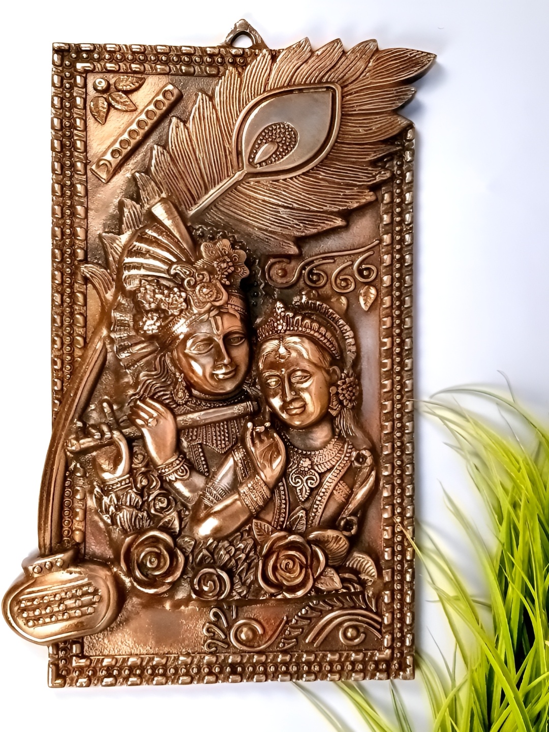 

apka mart Bronze Radha Krishna Textured Metal Wall Hanging Decor