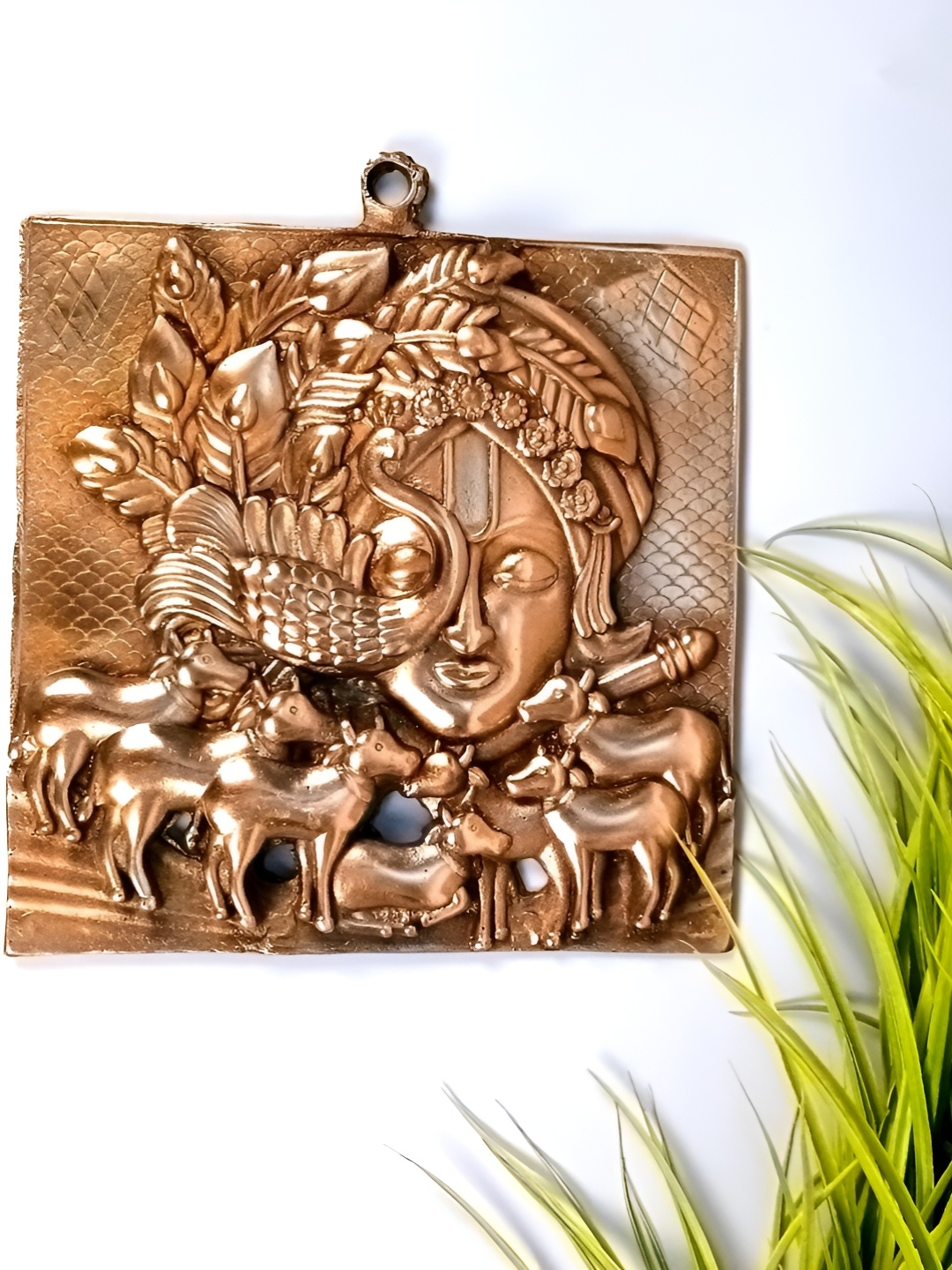 

apka mart Bronze Krishna Textured Metal Wall Hanging Decor