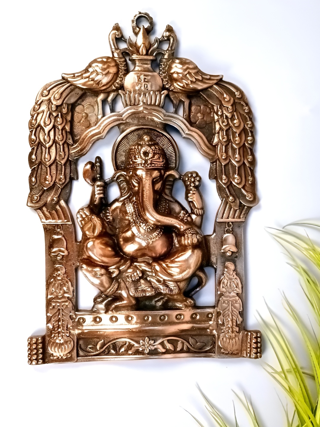 

apka mart Bronze Ganesh Textured Metal Wall Hanging Decor