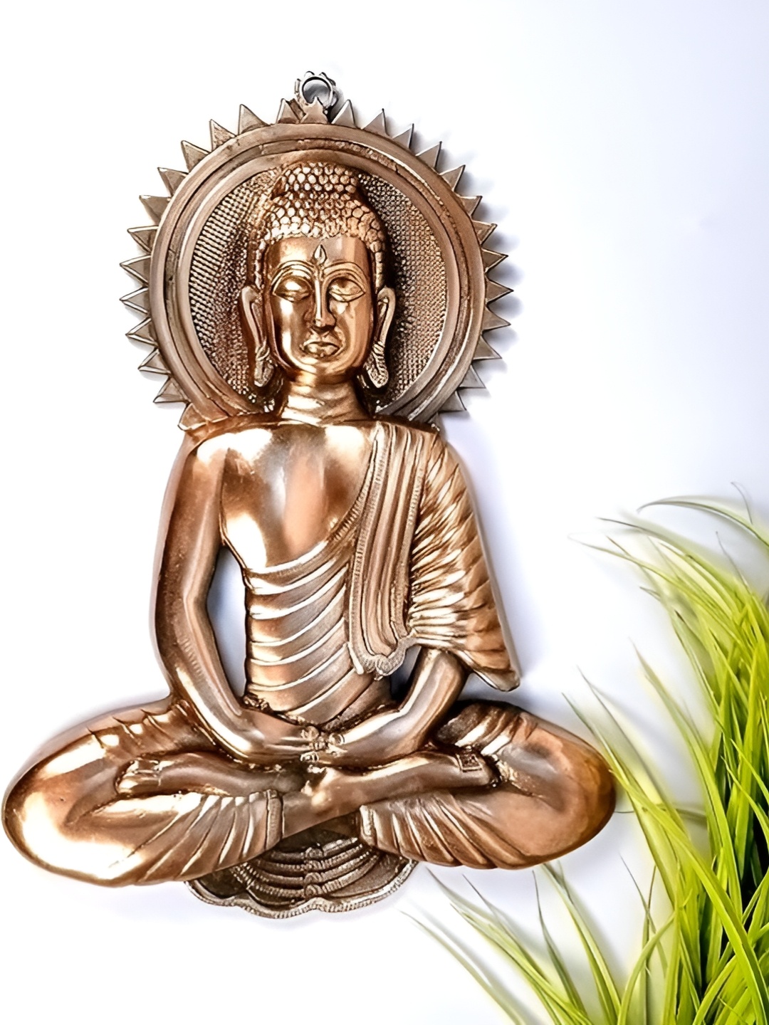 

apka mart Bronze Lord Buddha Textured Wall Hanging Decor