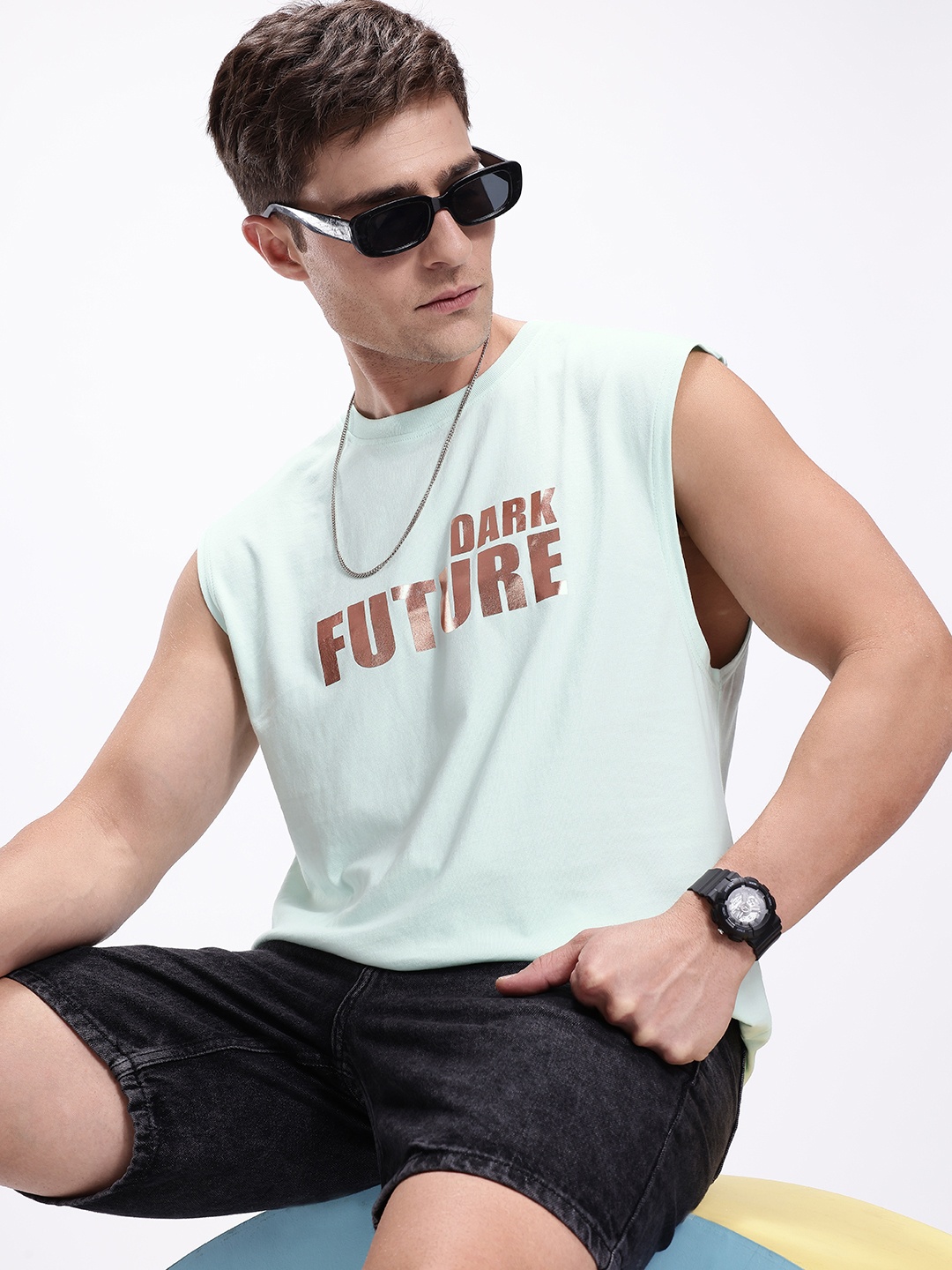 Kook N Keech Men Typography Printed Pure Cotton T-shirt, Turquoise blue