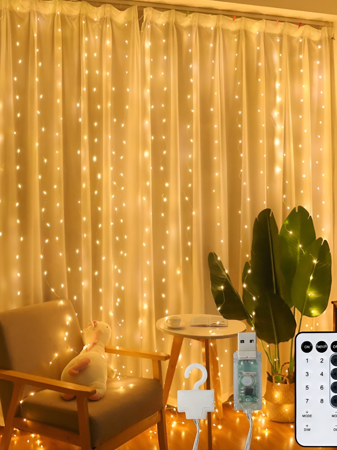 

Homesake White 8 Modes 3M Curtain String Lights