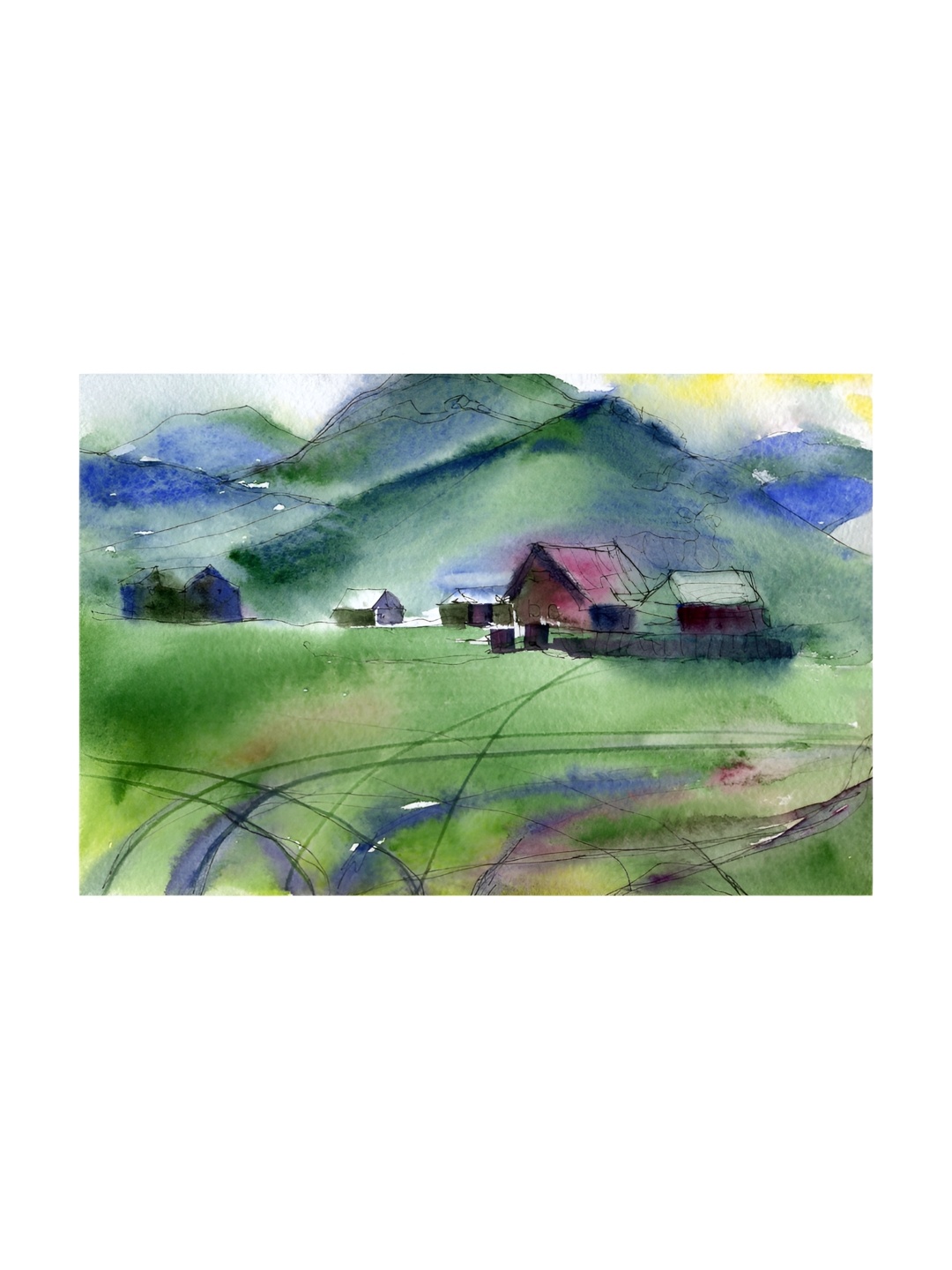 

Inephos Green And Blue Printed Canvas Wall Art