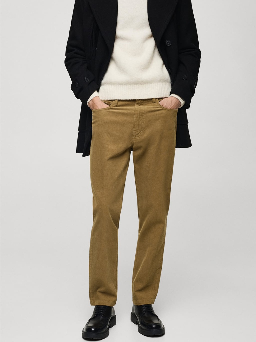 

MANGO MAN Regular Fit Corduroy Trousers, Khaki