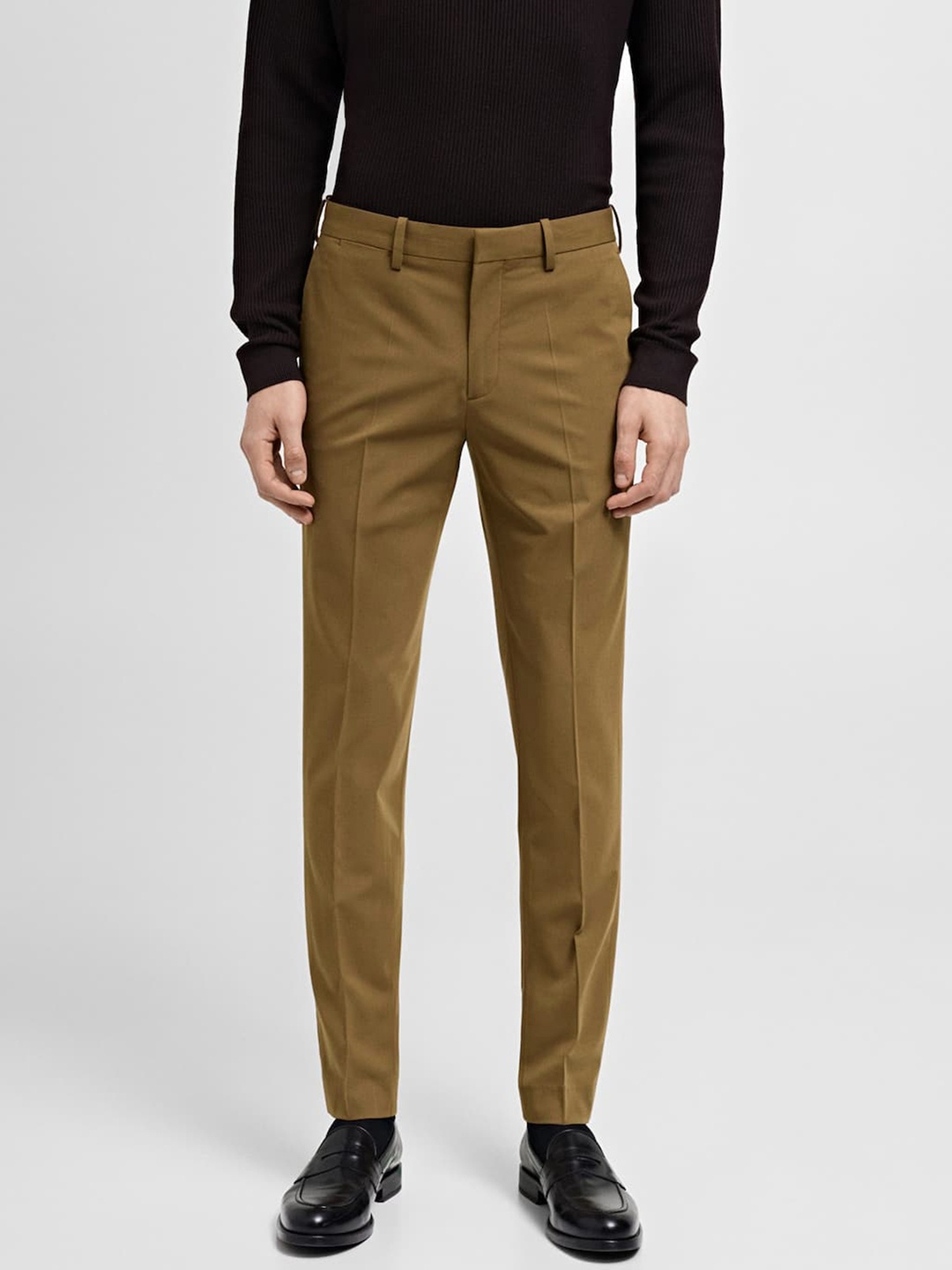 

MANGO MAN Super Slim Fit Pleated Trousers, Brown