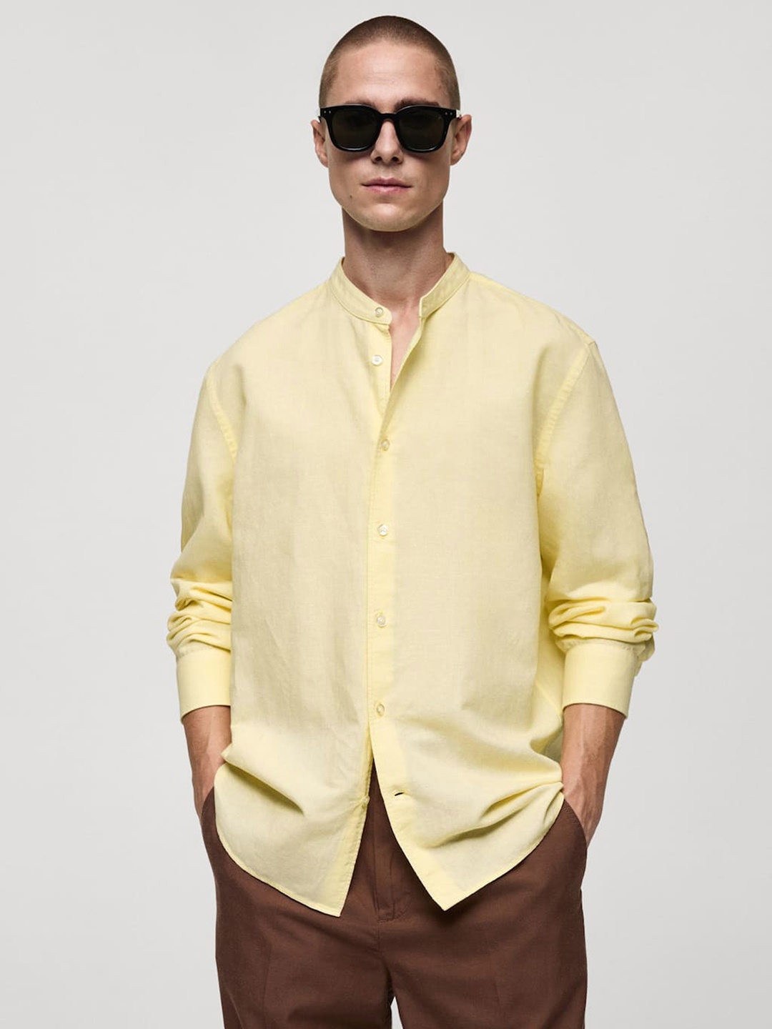 

MANGO MAN Linen Cotton Casual Shirt, Yellow