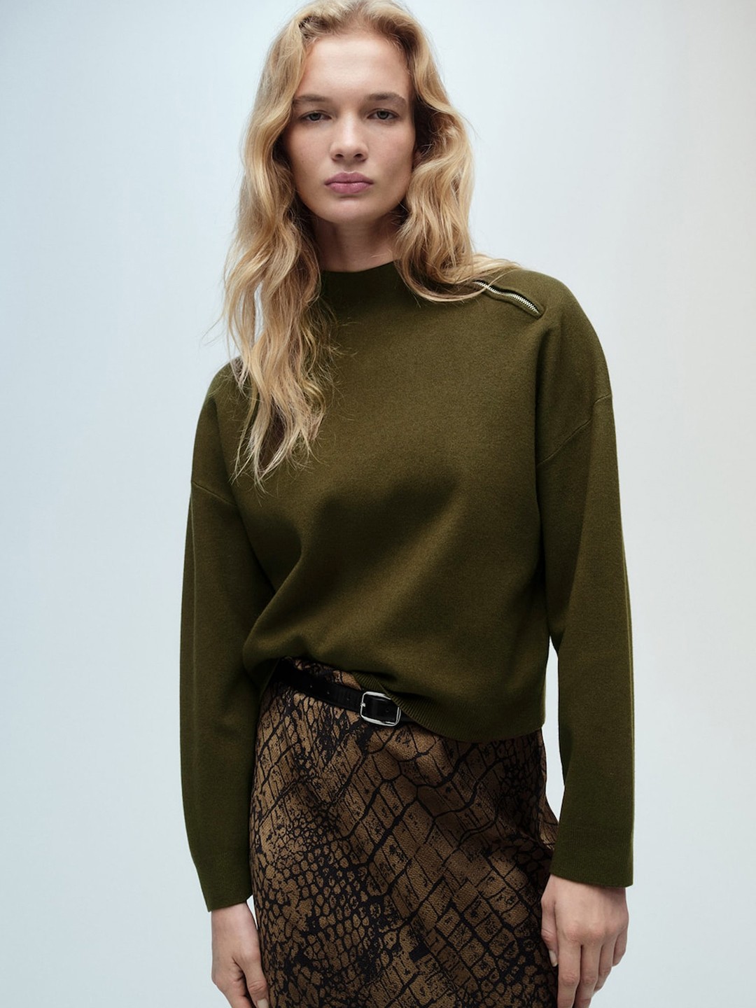 

MANGO Women Pullover, Olive