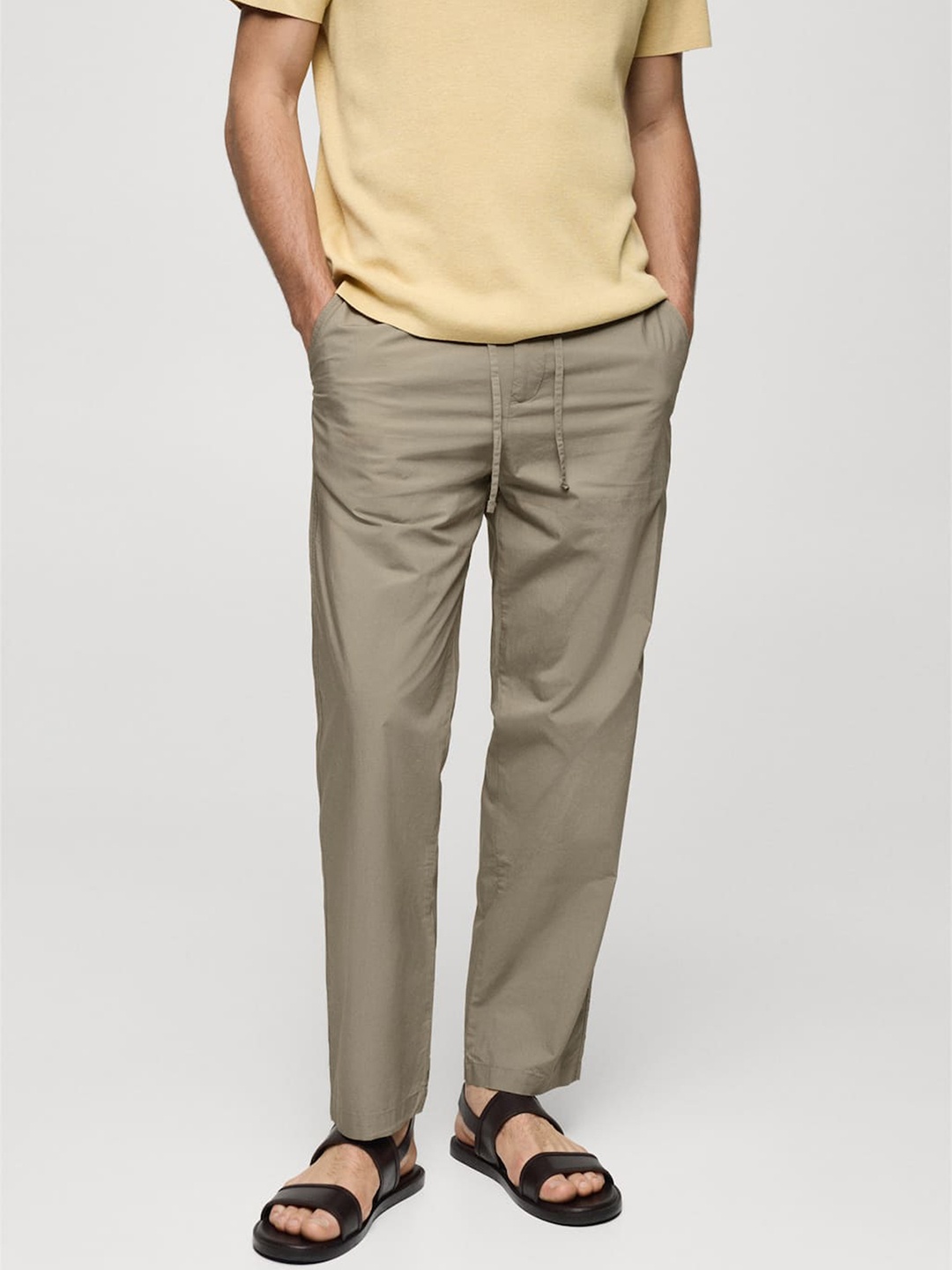 

MANGO MAN Cotton Trousers, Olive