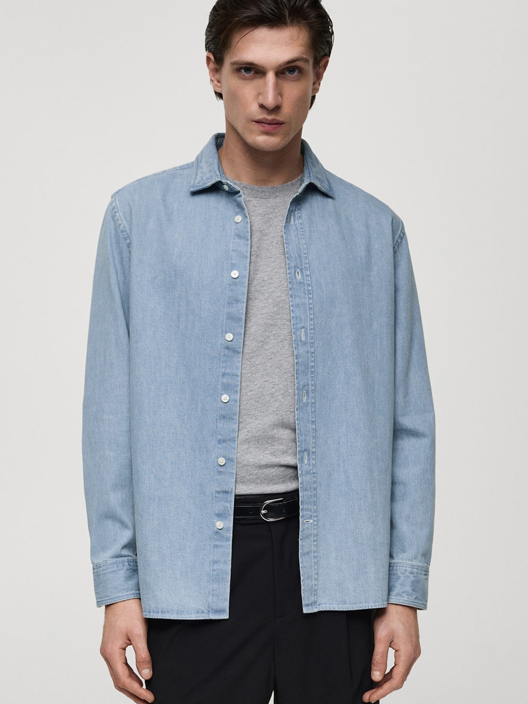 

MANGO MAN Denim Casual Shirt, Blue