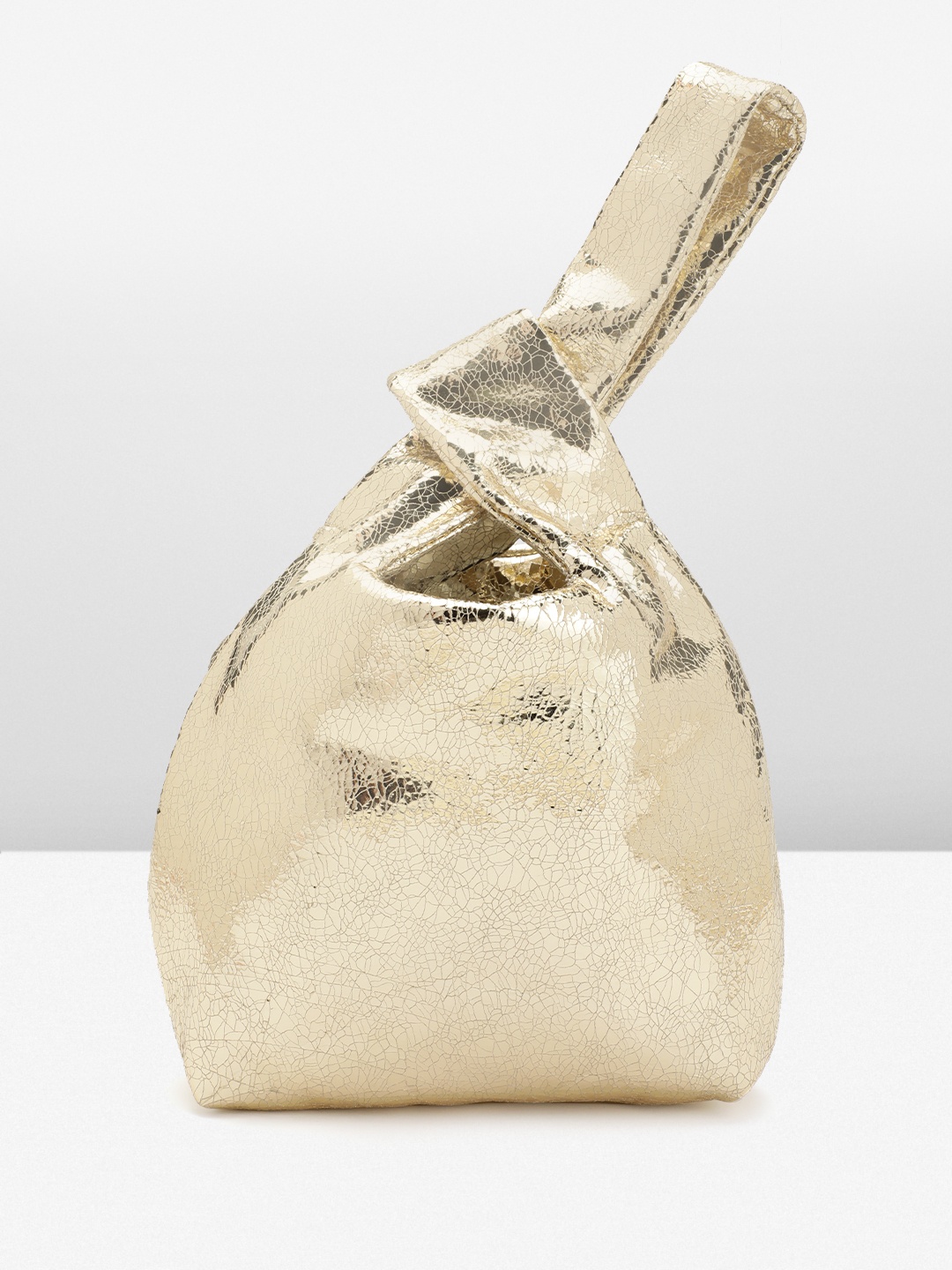

MANGO Textured Structured Handheld Bag, Gold