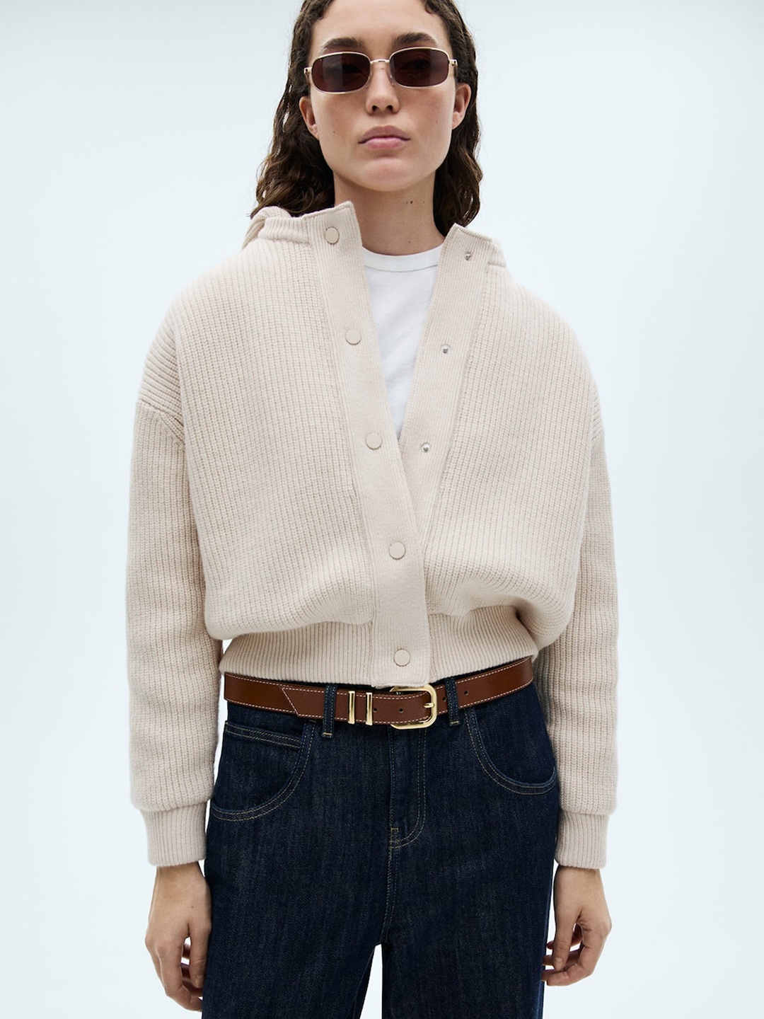 

MANGO Women Tailored Sweater Jacket, Beige