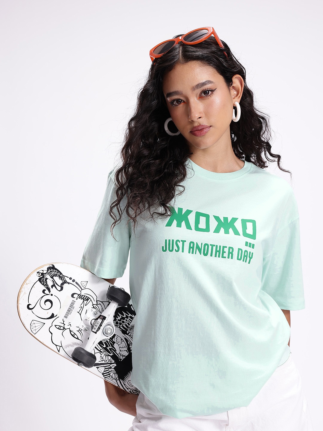 

Kook N Keech Disney Typography Printed Pure Cotton Oversized T-shirt, Sea green