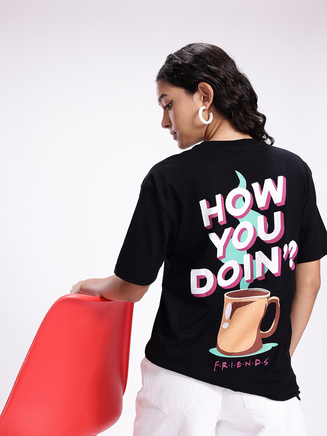 

Kook N Keech Disney Typography Printed Pure Cotton Oversized T-shirt, Black
