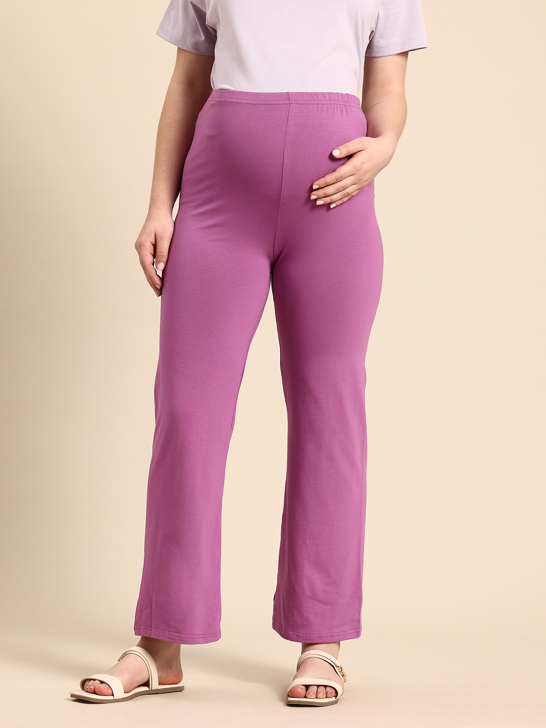 

Blush 9 Maternity Women Knitted Maternity Palazzos, Purple
