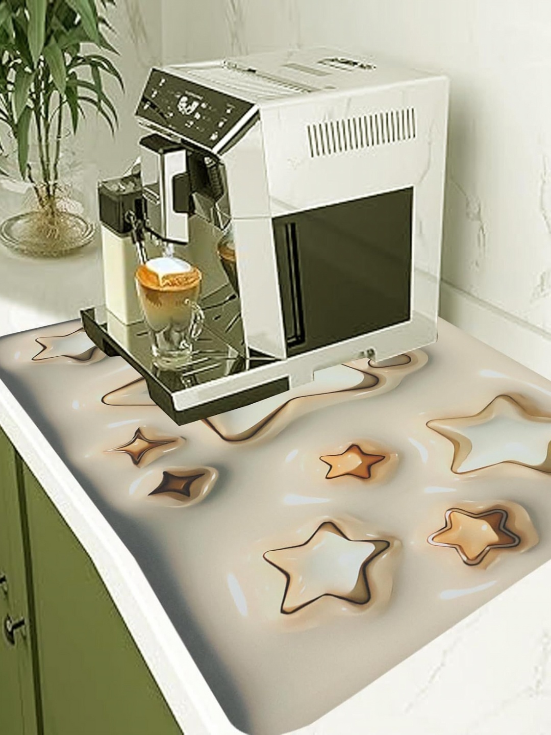 

HomeCloud Beige & Grey Star Printed Rectangular Anti-Skid Kitchen Dish Floor Mat