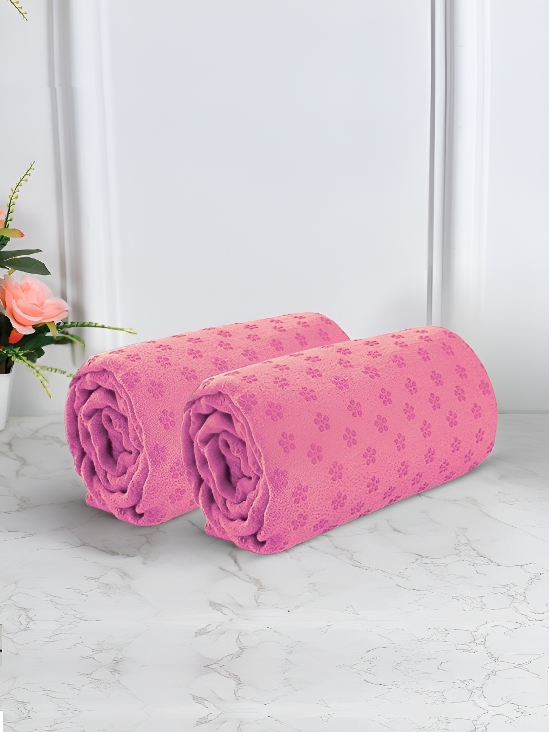 

Black Gold Pink 2 Pieces Printed Rectangular Shape Yoga Mat Towel