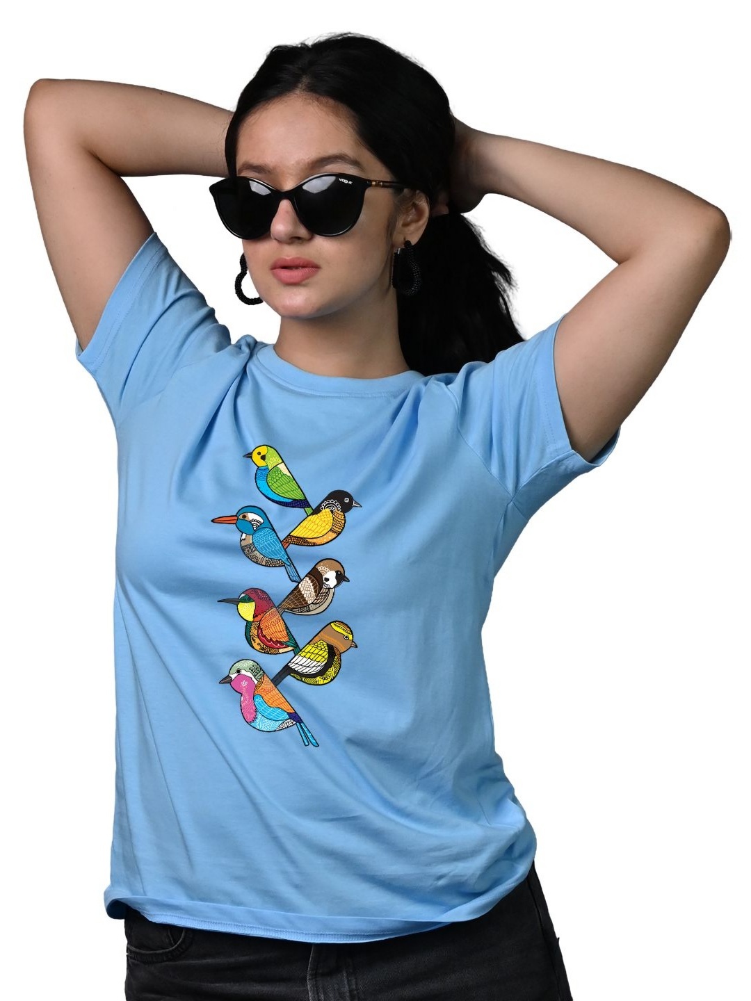 

Tedhi Medhi Family Women Graphic Printed Round Neck Cotton T-shirt, Turquoise blue