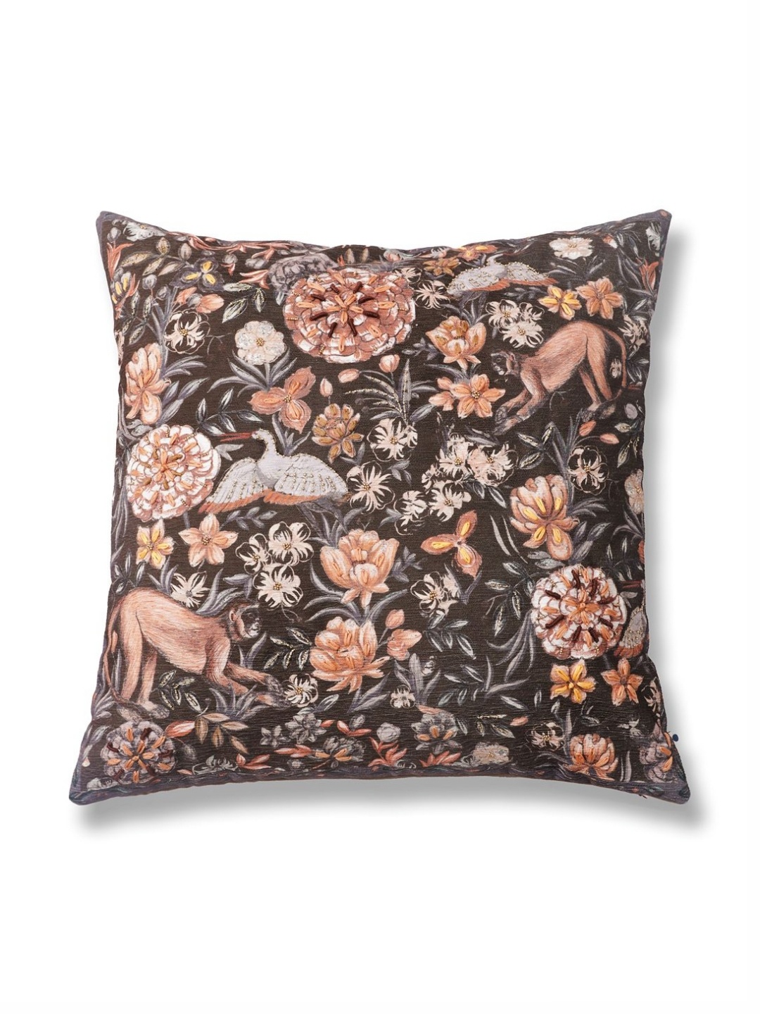 

ONSETHOMES Dastaan Brown And White Floral Printed Square Cushion Covers
