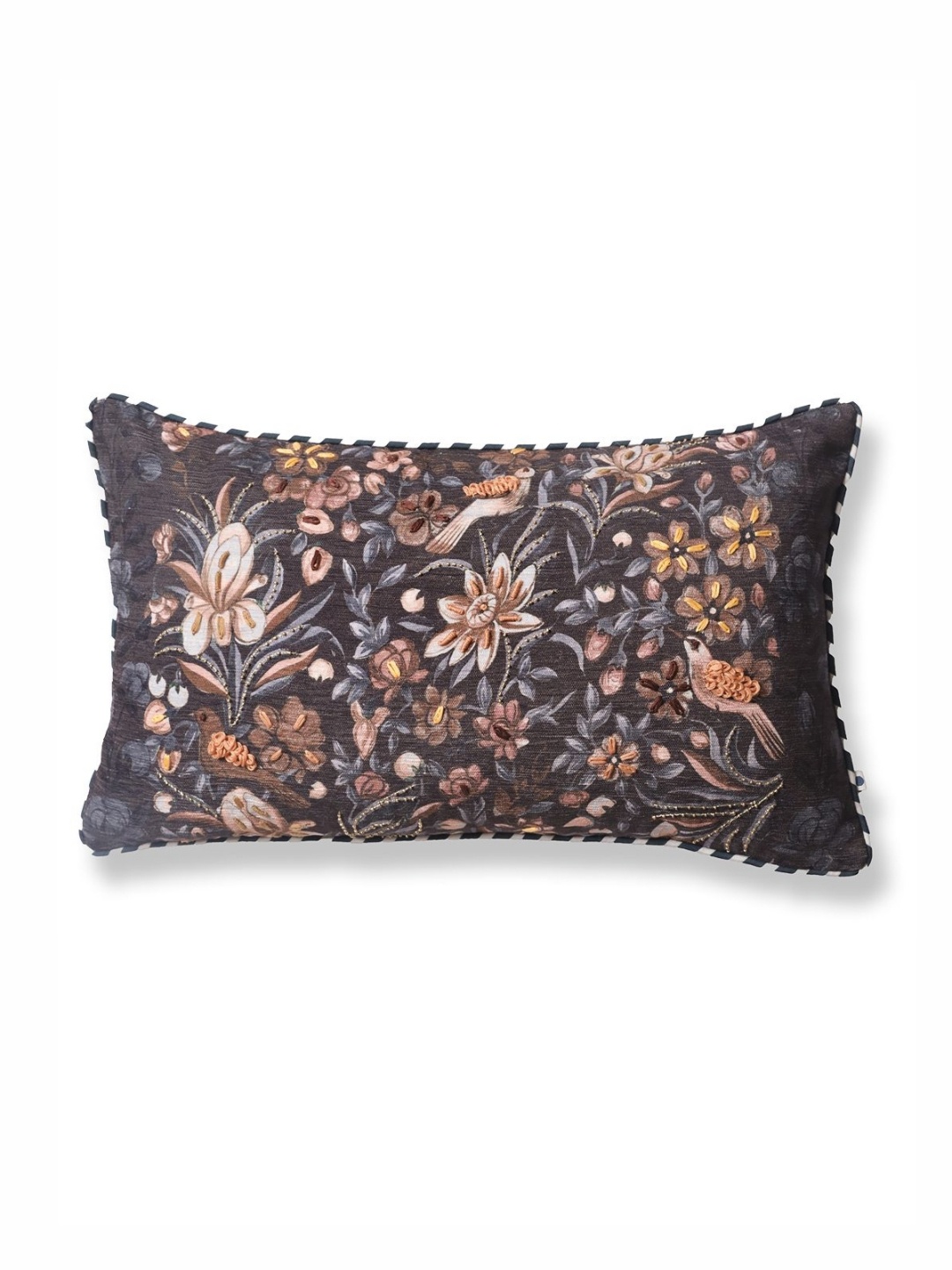 

ONSETHOMES Brown Embellished Rectangle Cushion Covers