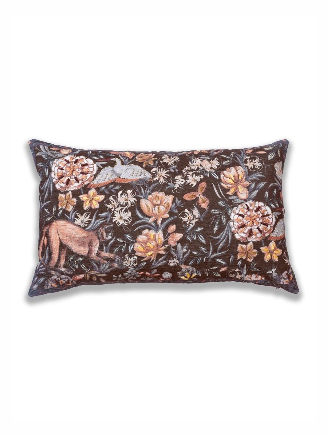 

ONSETHOMES Dastaan Brown And Beige Floral Printed Rectangle Cushion Covers