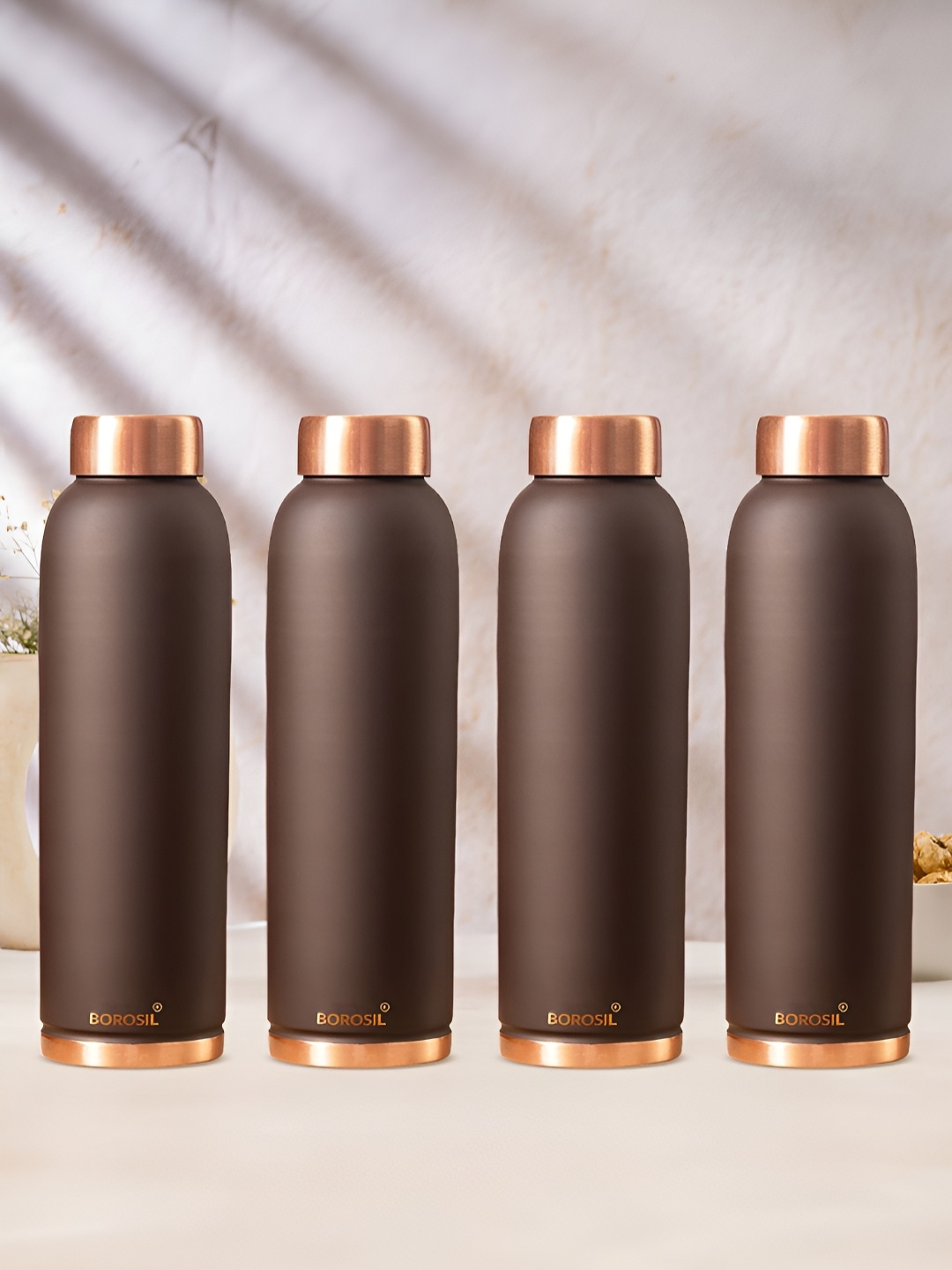 

BOROSIL Brown 4 Pieces Copper Water Bottle 1L Each