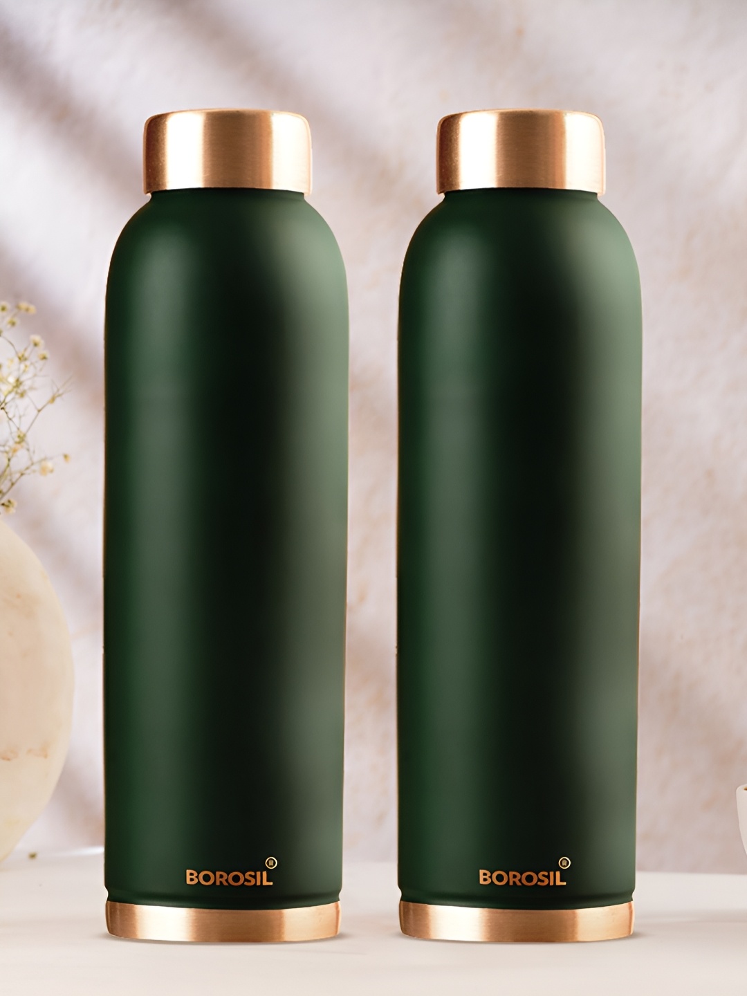 

BOROSIL Green 2 Pieces Copper Water Bottle 1L Each