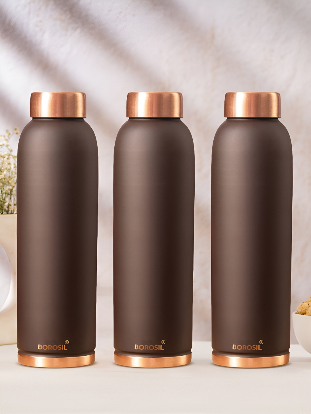 

BOROSIL Brown 3 Pieces Copper Water Bottle 1L Each