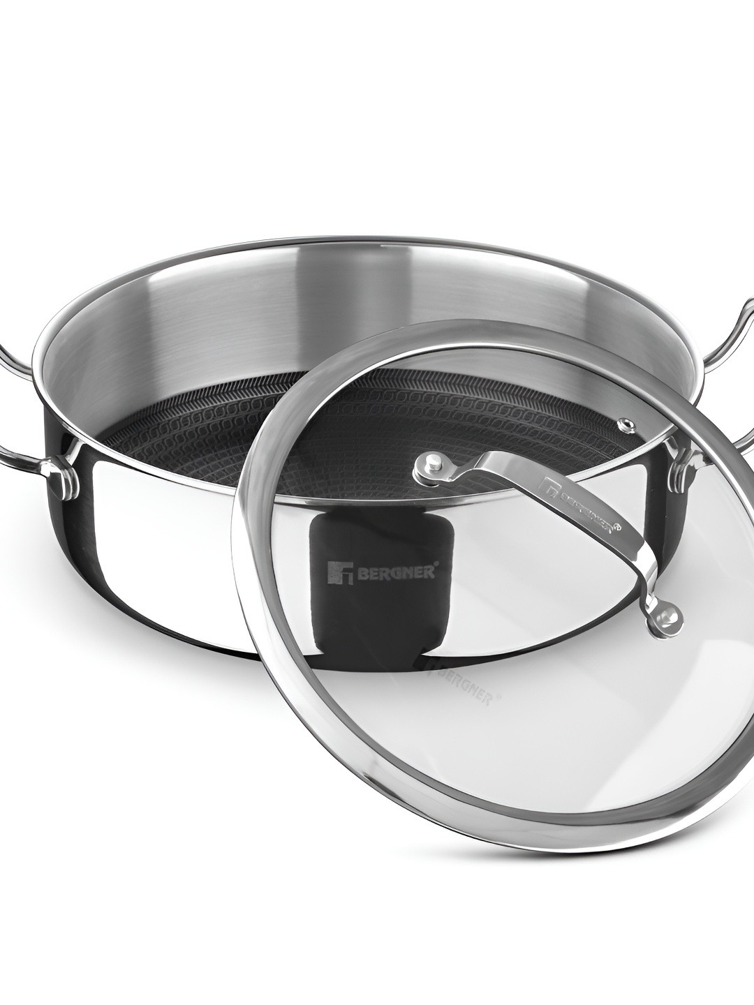 

BERGNER Hi-Tech Silver-Toned Tri-Ply Stainless Steel Cook and Serve Casserole.3.3 L