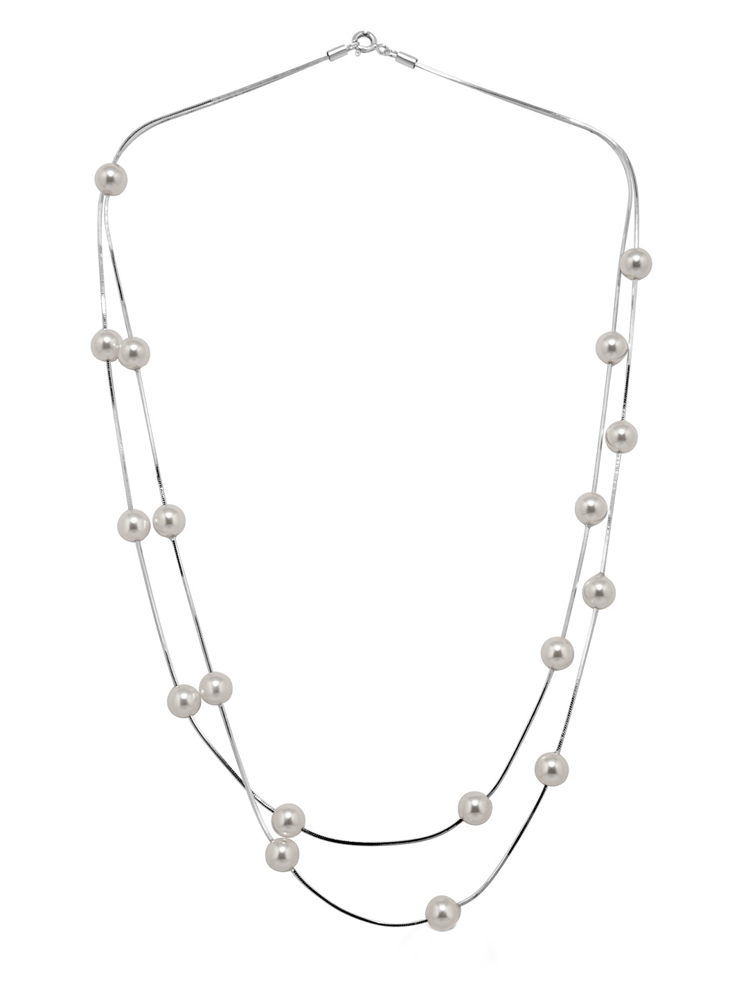

925 SILLER Sterling Silver Rhodium-Plated Pearls Beaded Chain