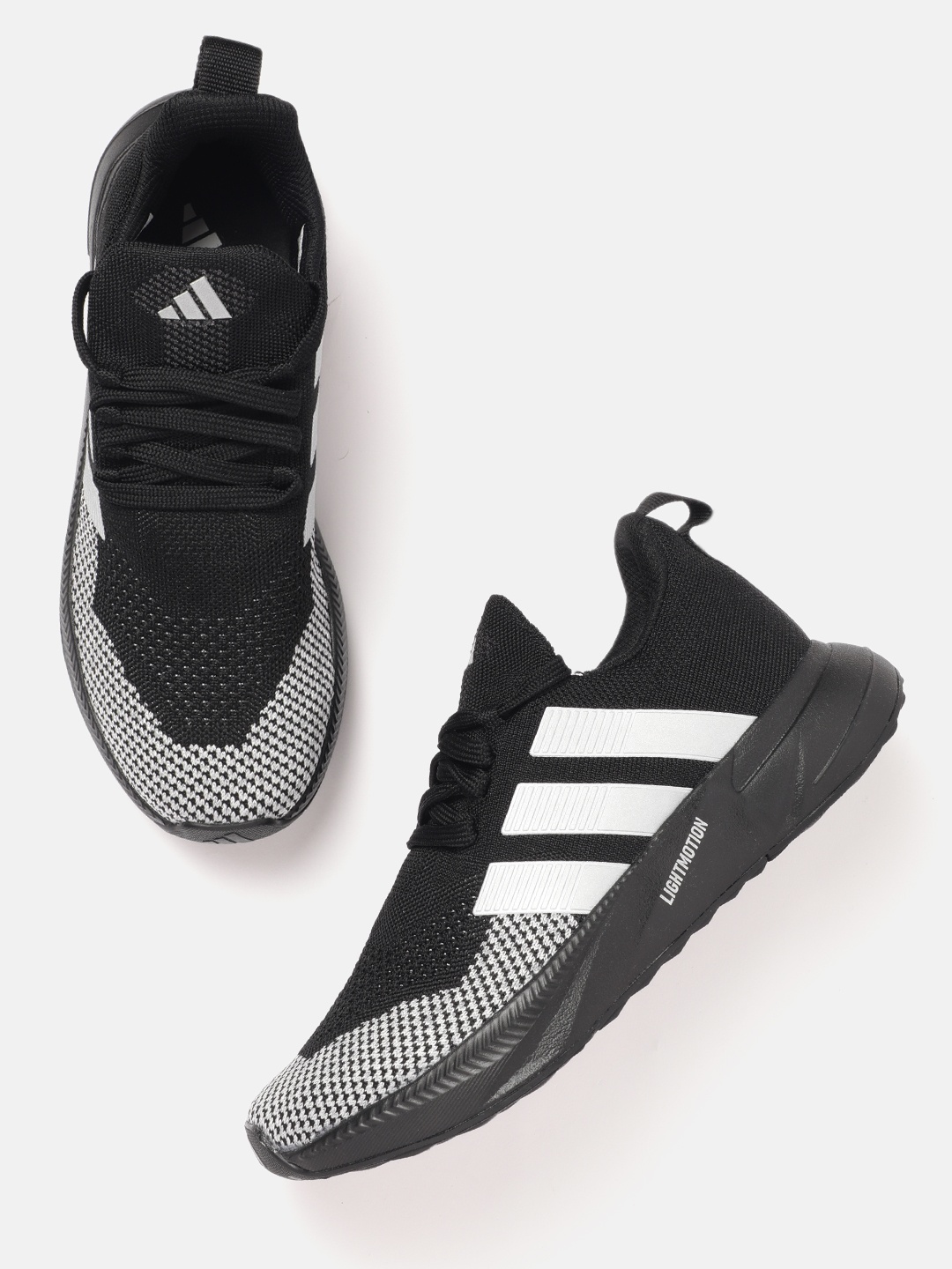 

ADIDAS Men Lightrun Flare Brand Logo Detail Woven Design Shoes, Black