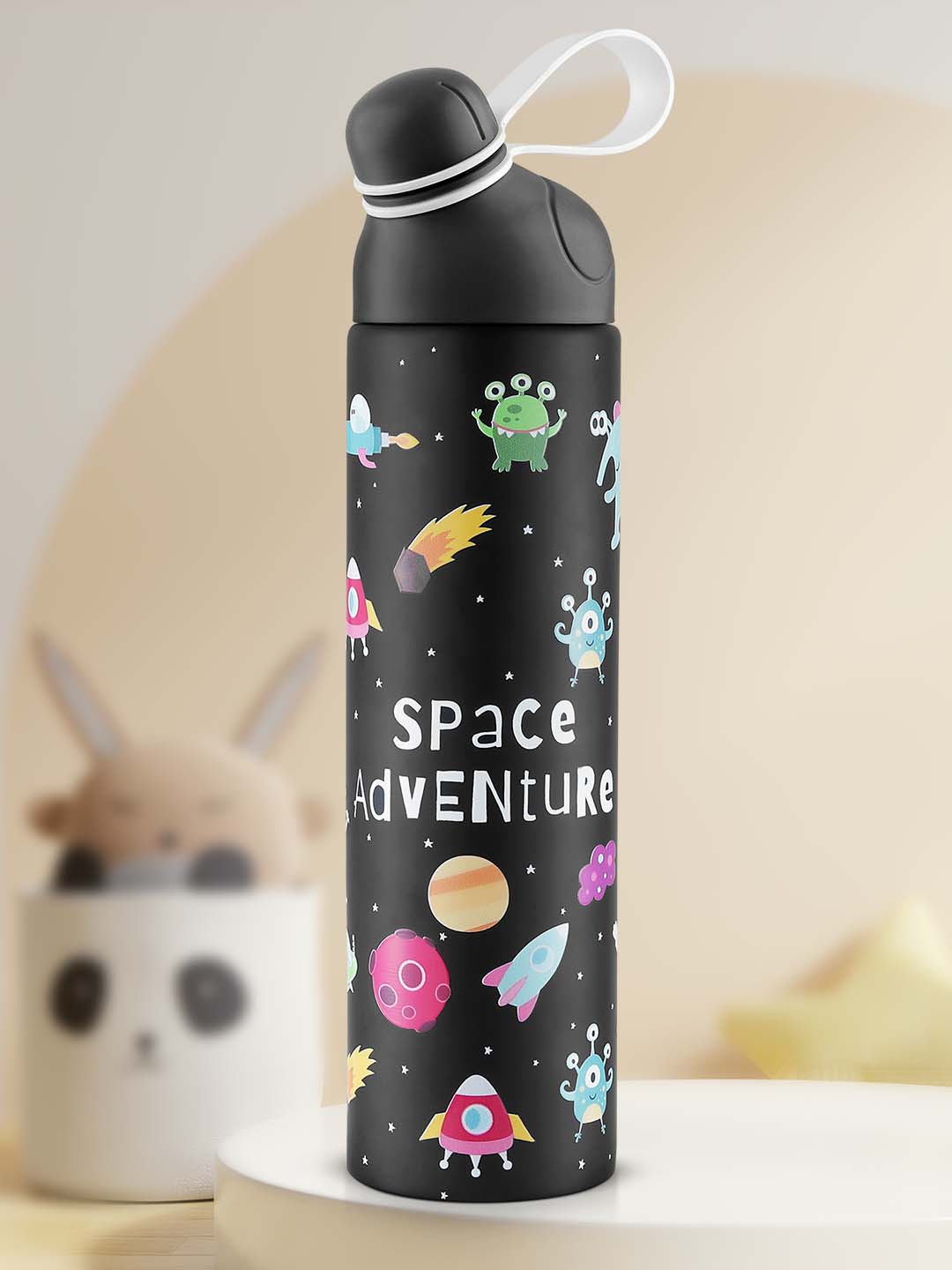 

Pexpo Black Printed Stainless Steel Double Wall Vacuum Water Bottle 500 ml