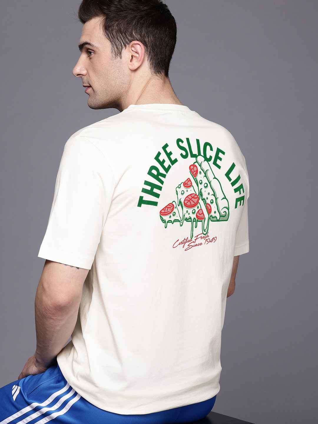 

ADIDAS L Pizza Printed Cotton T-shirt, White
