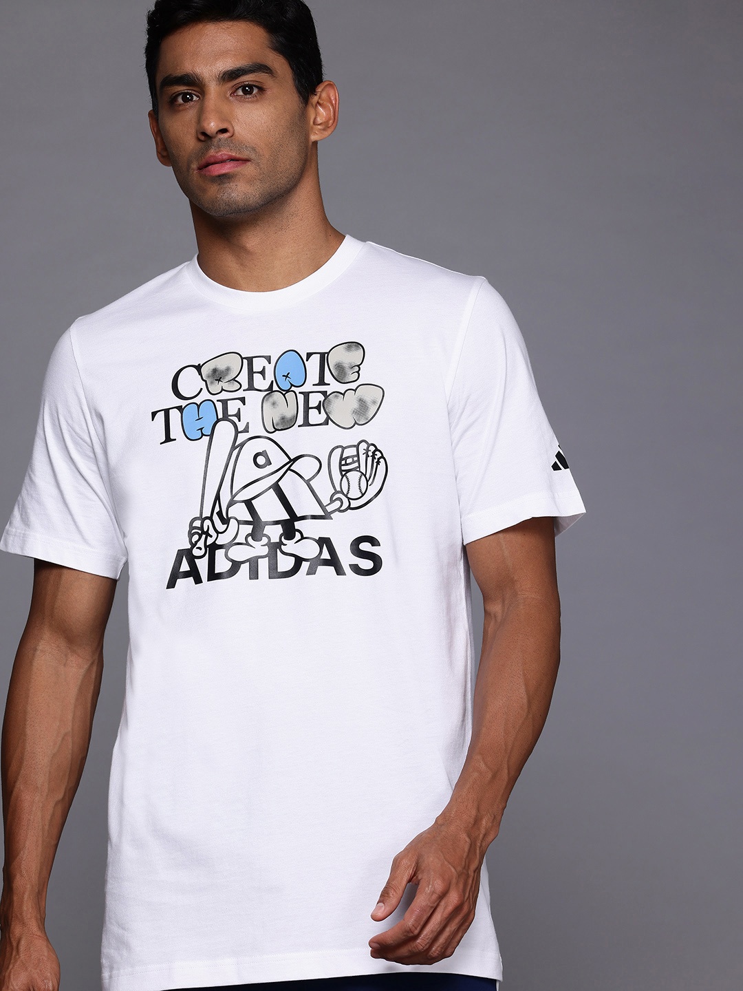 

ADIDAS Graphic Printed Cotton T-shirt, White