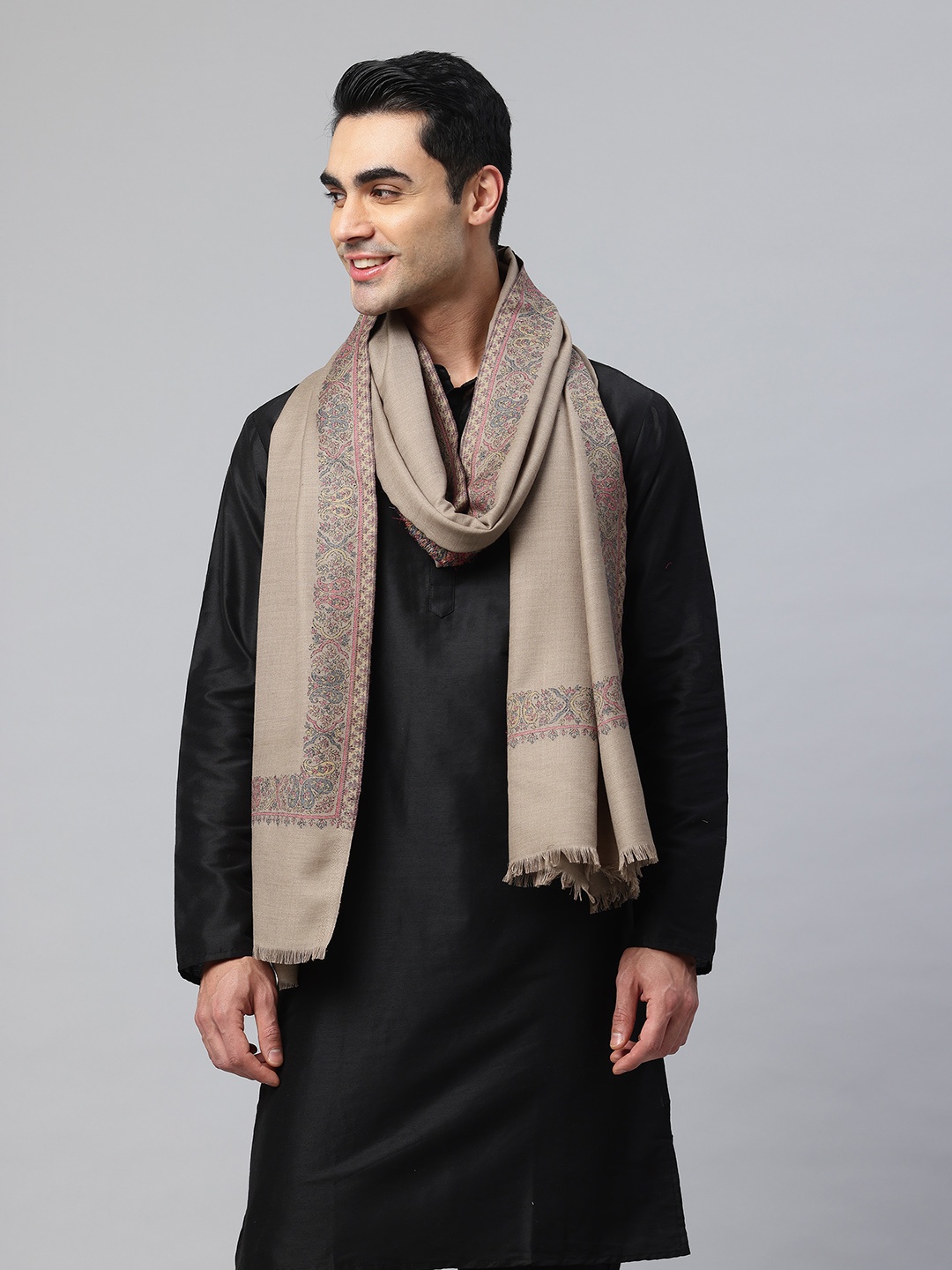 

SWI Stylish Men Paisley Woven Design Shawl, Brown