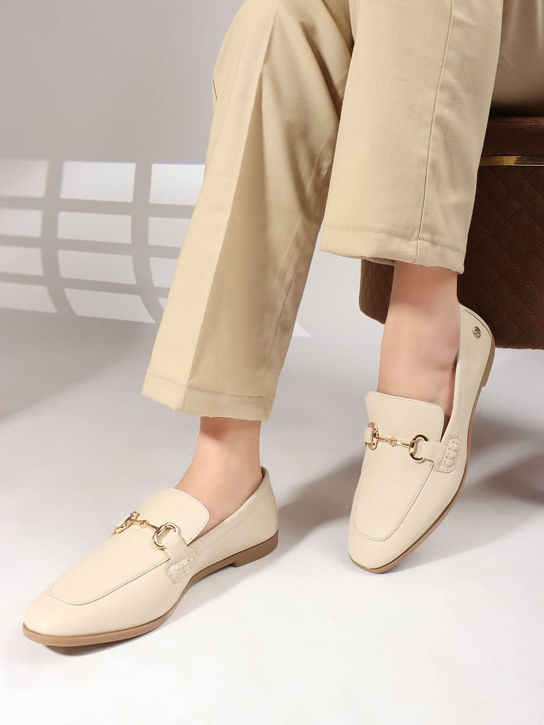 

ELLE Women Slip-On Lightweight Loafers, Beige