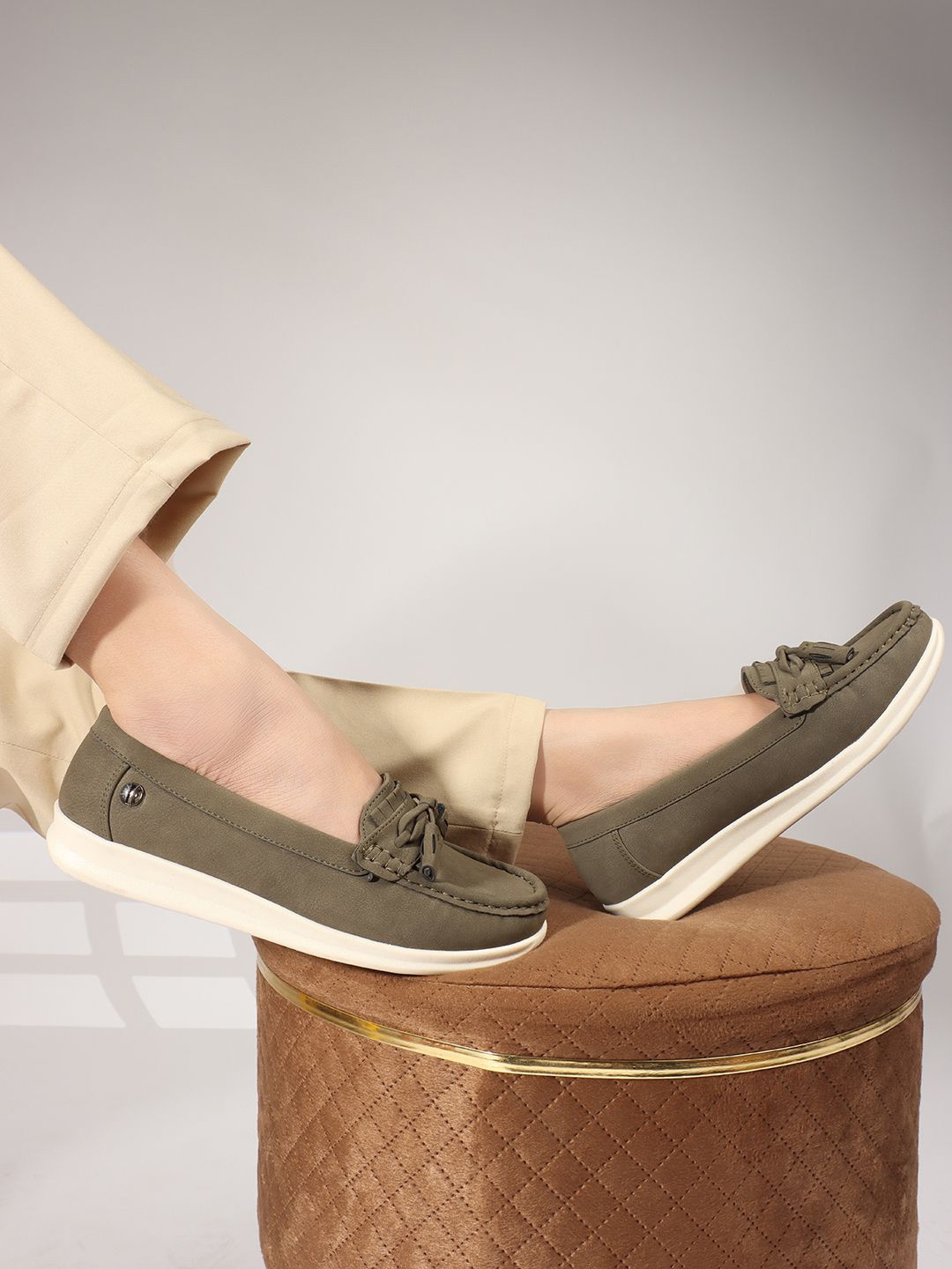 

ELLE Women Slip-On Lightweight Loafers, Olive