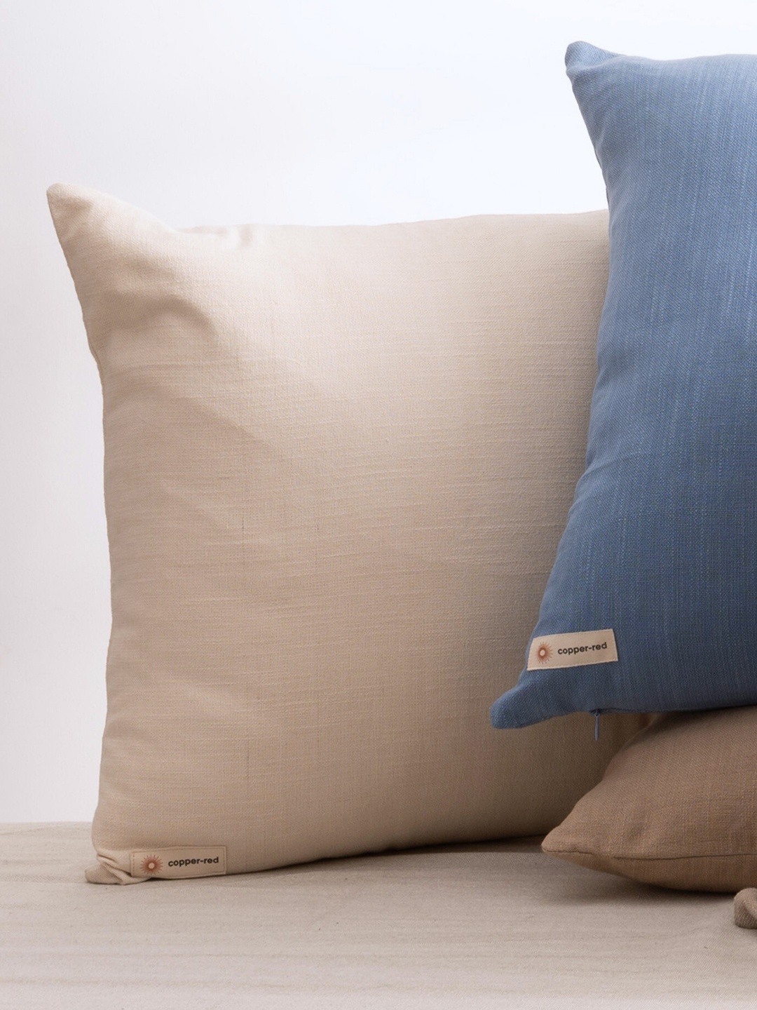 

Copper-Red Niseko White Cotton Square Cushion Cover