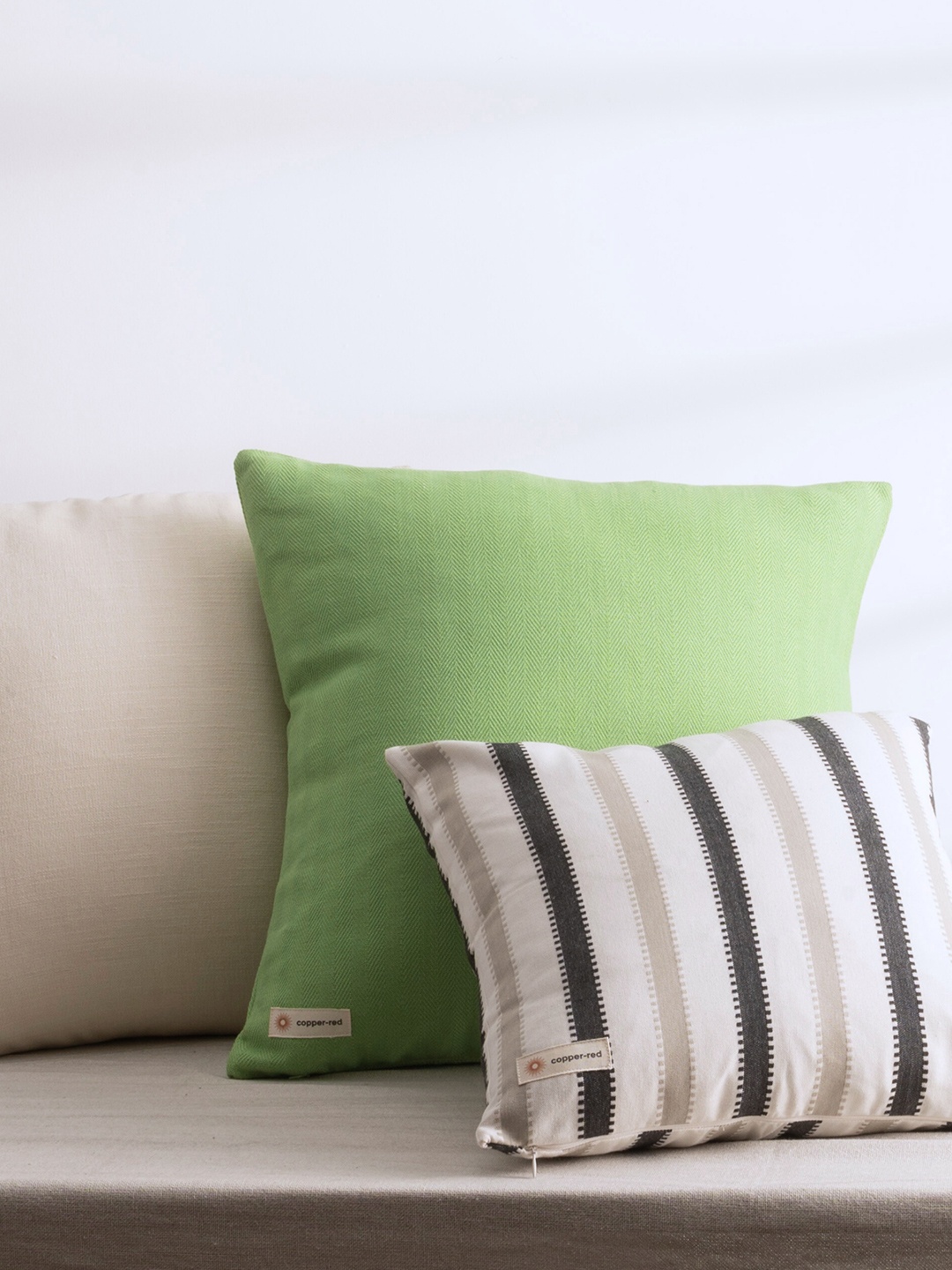 

Copper-Red Yala Light Green Cotton Square Cushion Cover
