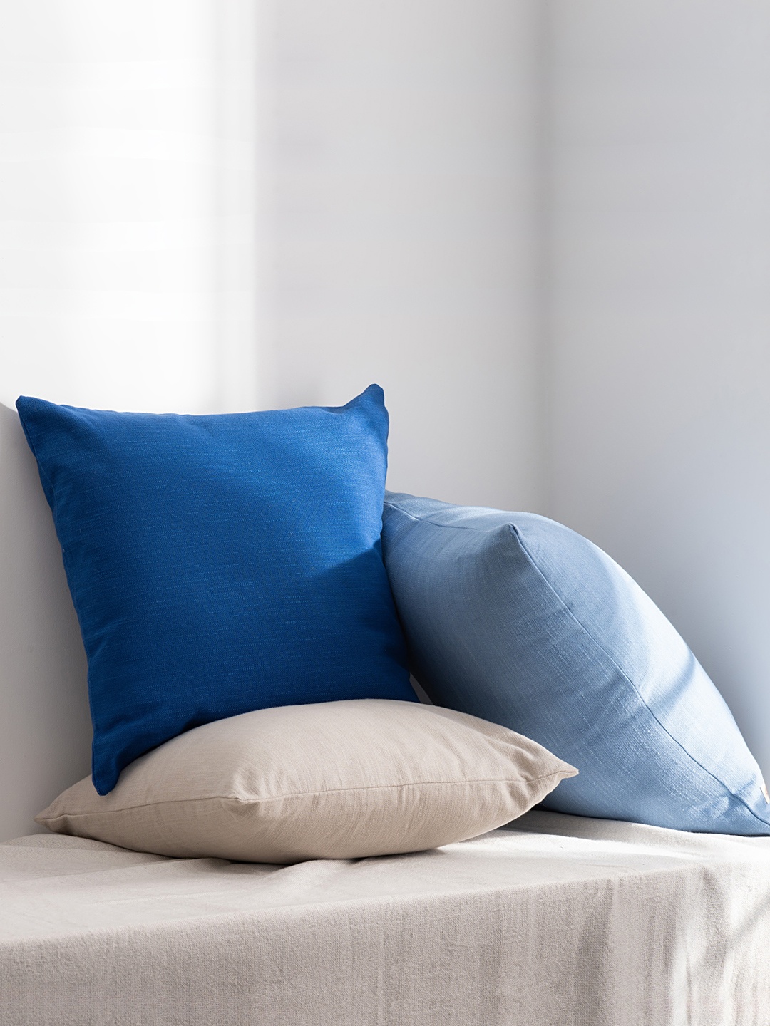 

Copper-Red Navagio Peacock Blue Cotton Square Cushion Cover