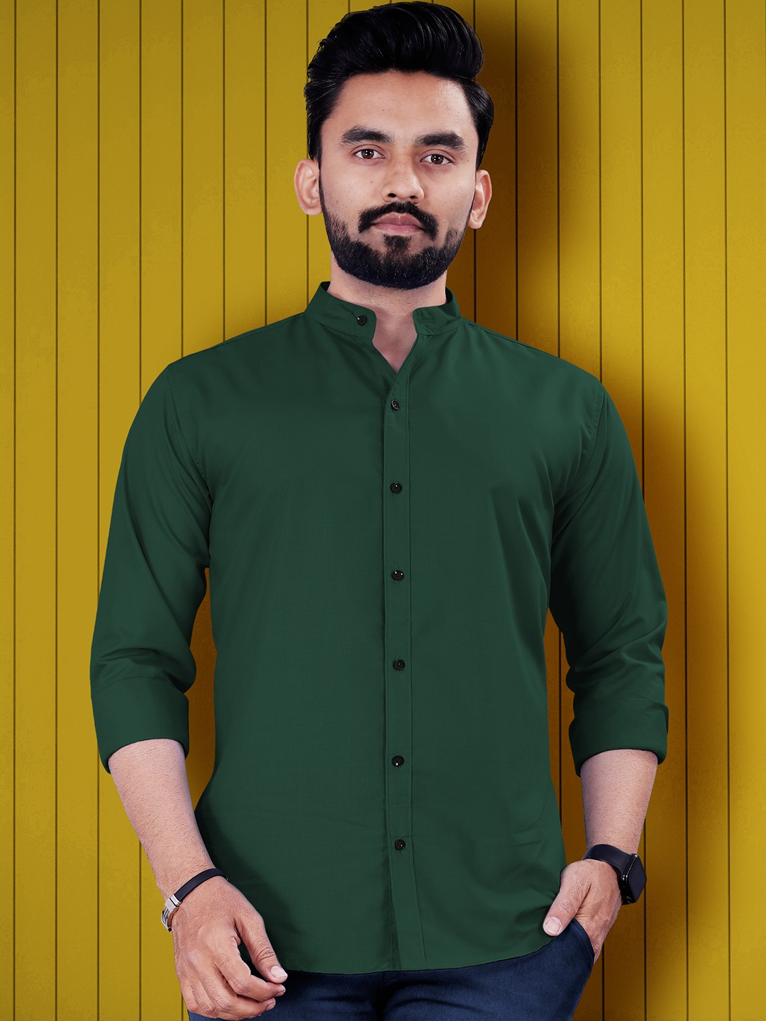 

VeBNoR Men Standard Opaque Casual Shirt, Green