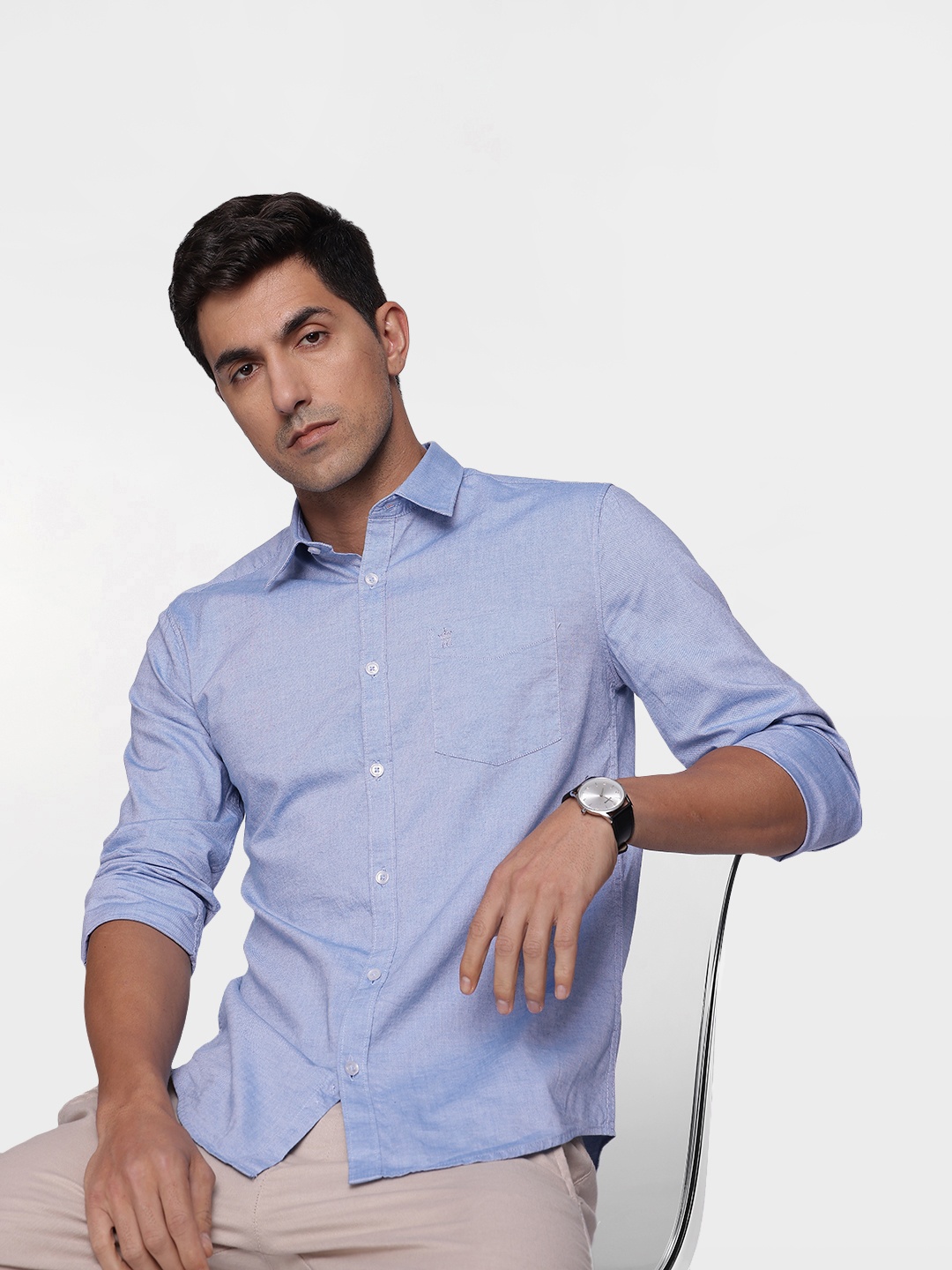 

French Connection Pure Cotton Slim Fit Casual Shirt, Blue