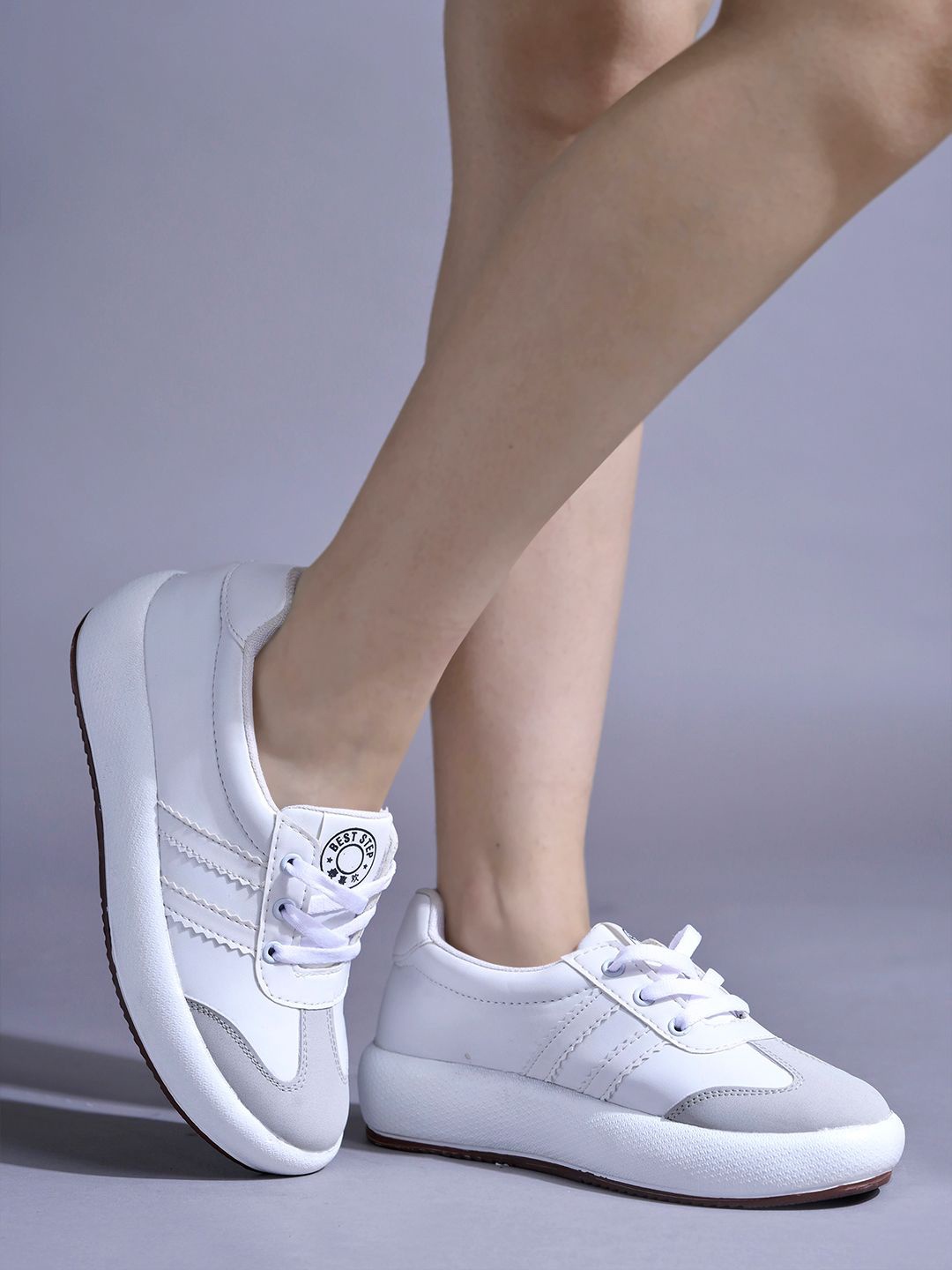 

Shoetopia Women Round Toe Sneakers, White