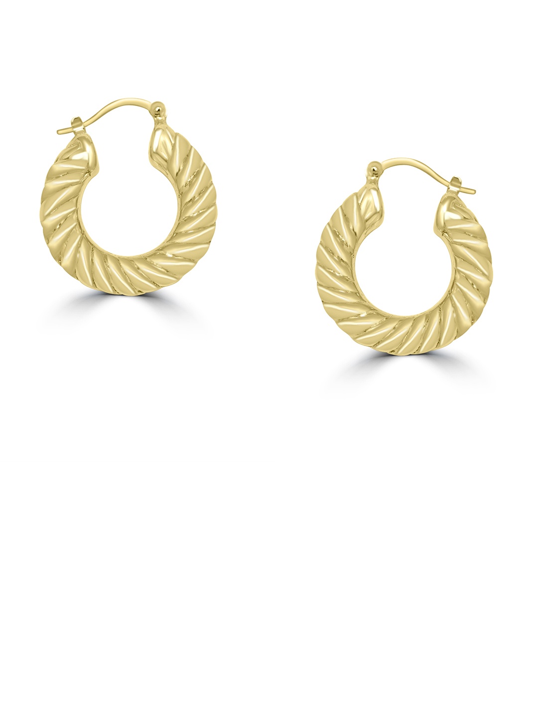 

925 SILLER 925 Contemporary 925 Sterling Silver Circular Shaped LoopsHoop Earrings, Gold